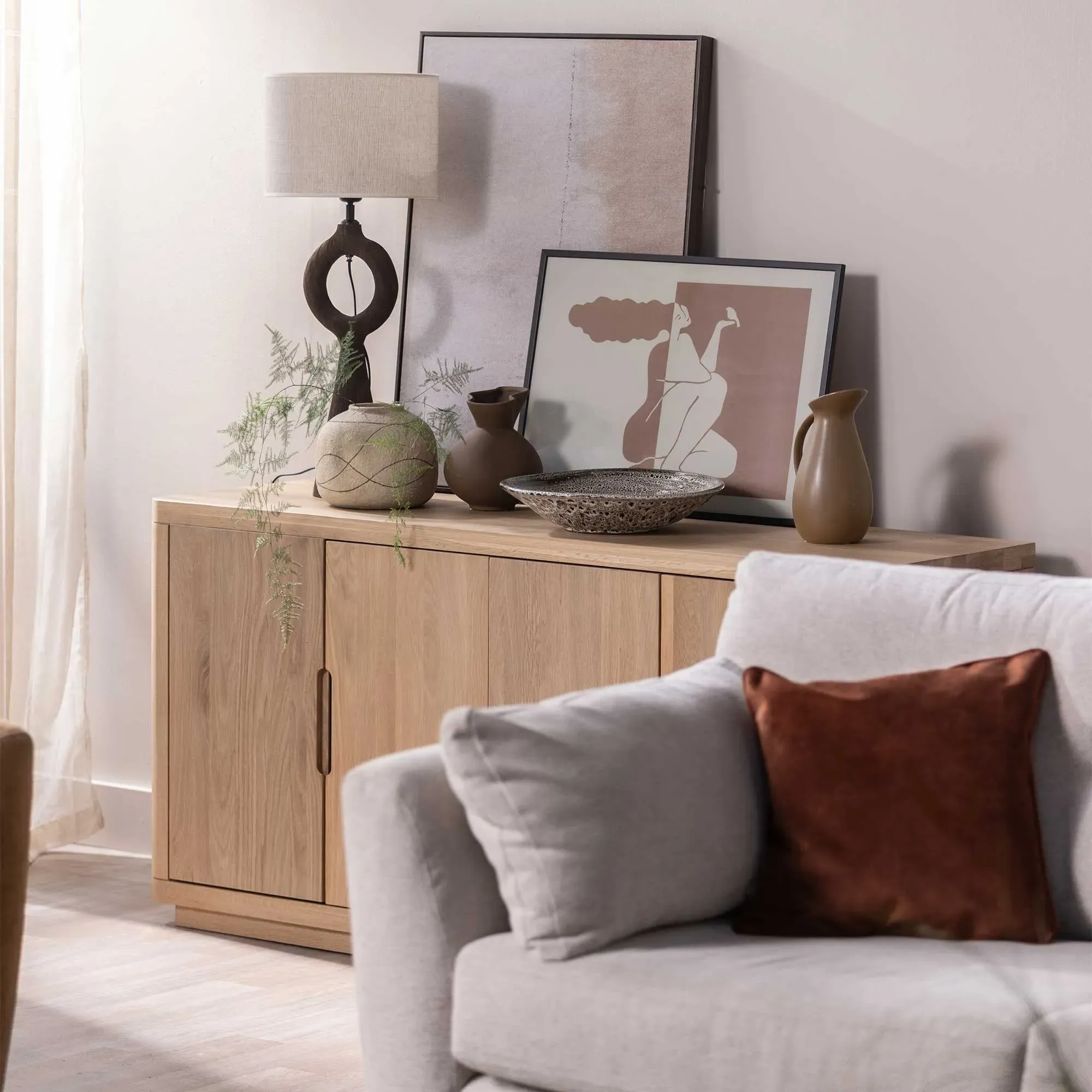 Olav Large Sideboard - Brown, Oak Wood