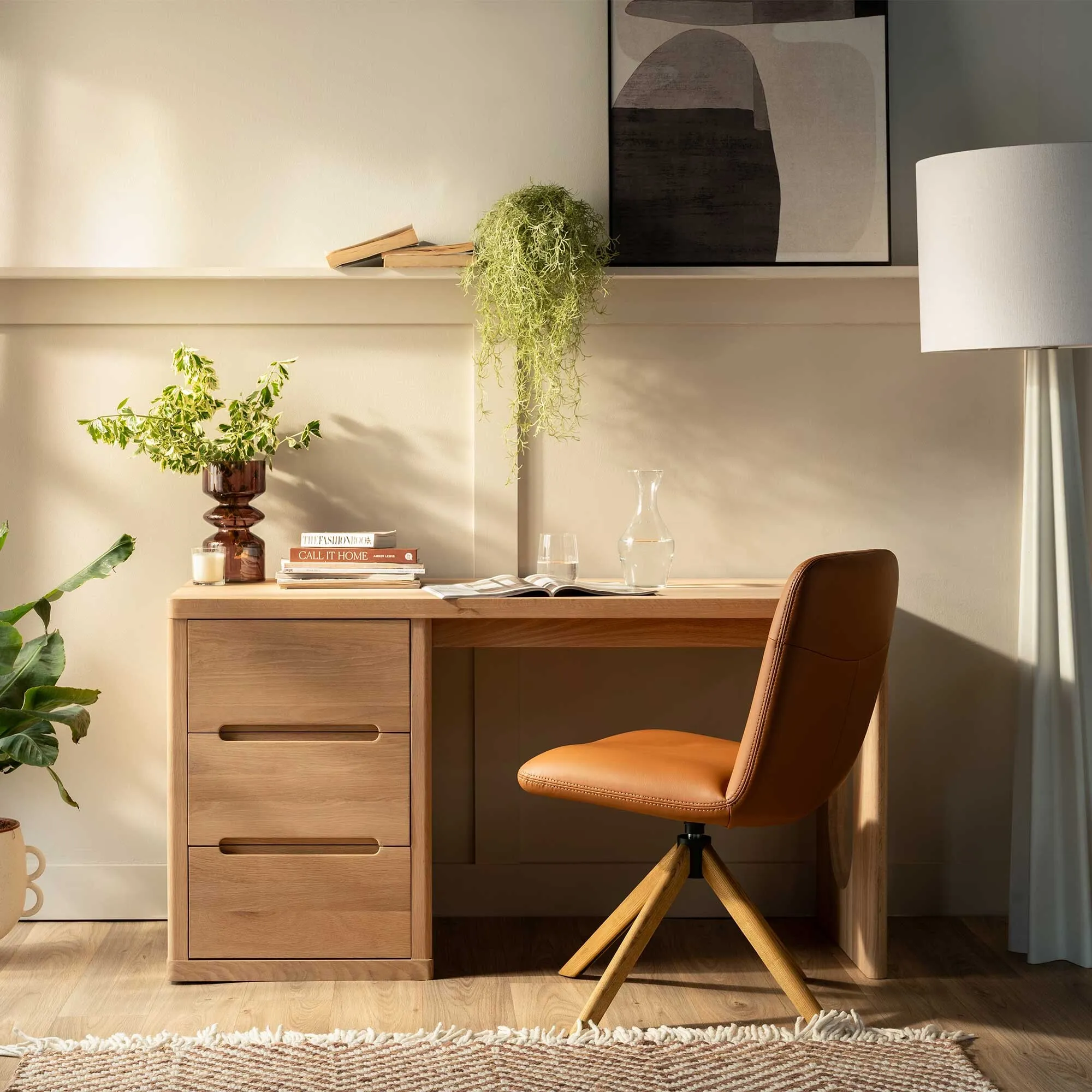 Olav Single Pedestal Desk - Neutral Oak