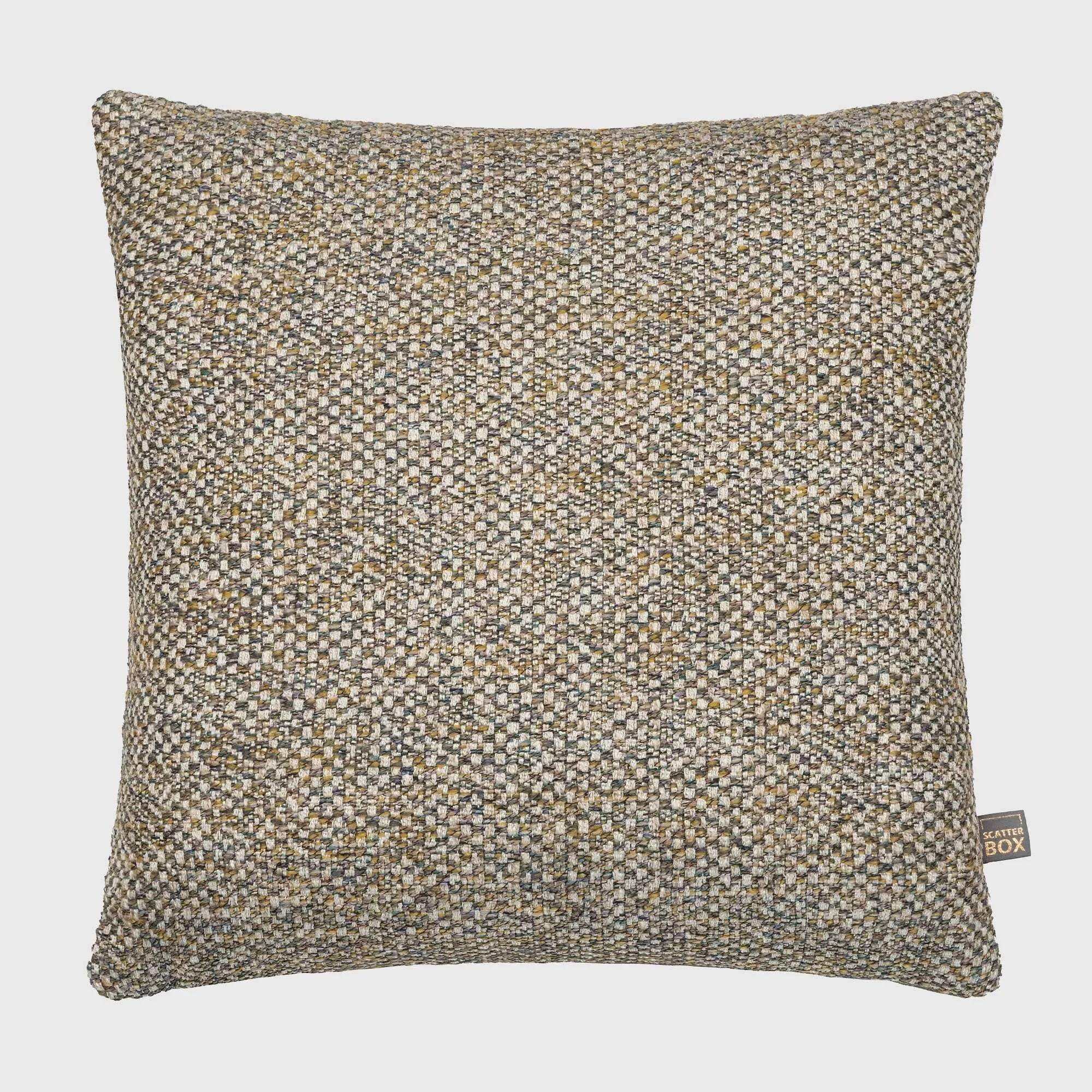 Olive Tweed Square Cushion - Green, Polyester image
