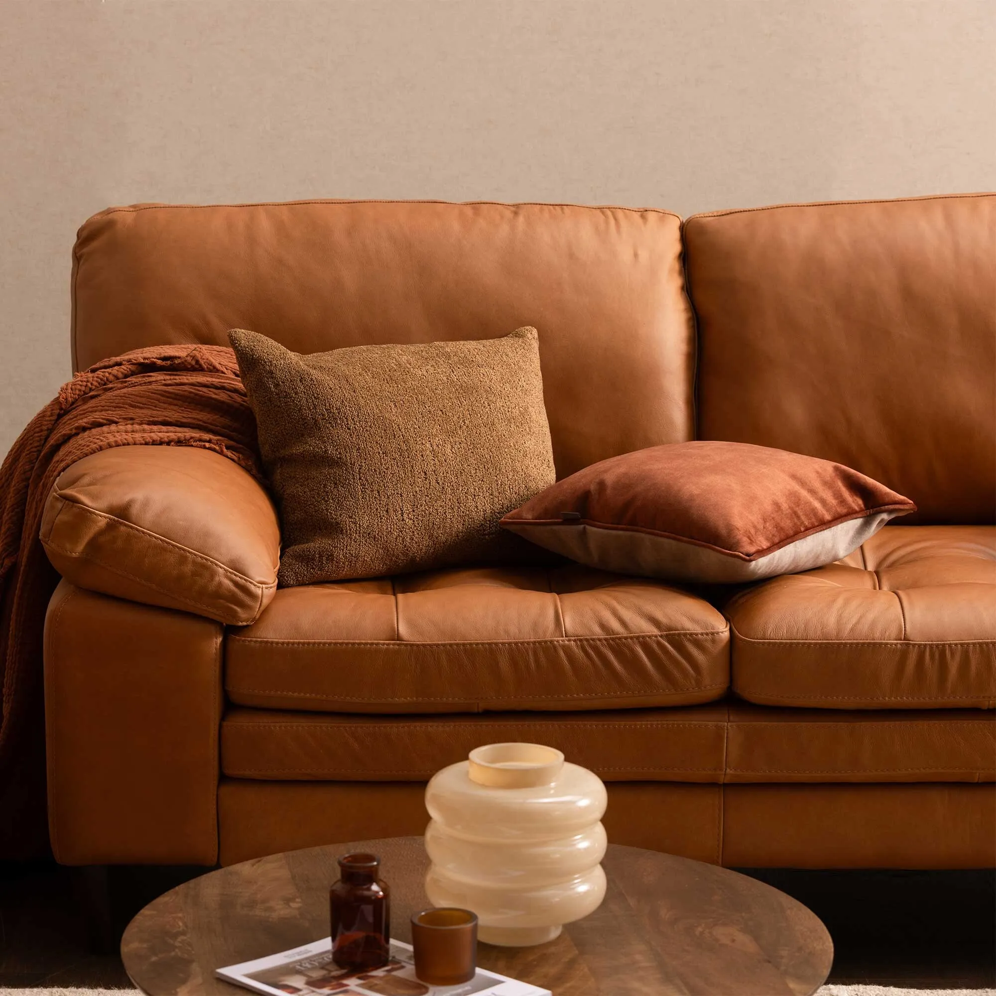 Olson 2-Seater Loveseat Sofa - Brown, Leather