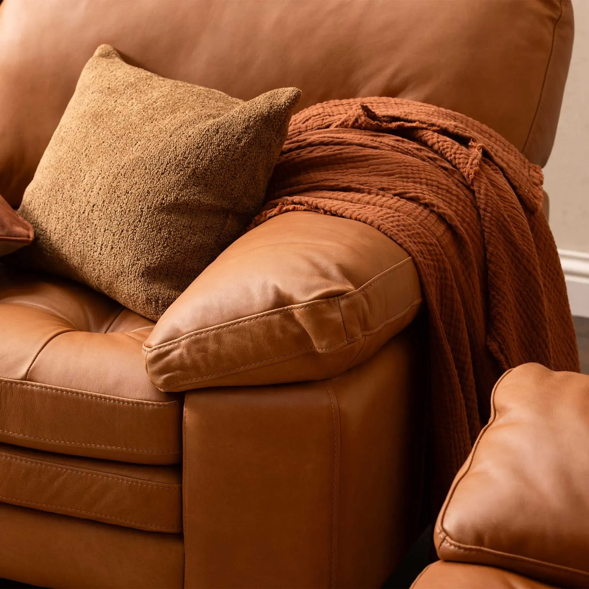 Olson 2-Seater Loveseat Sofa - Brown, Leather