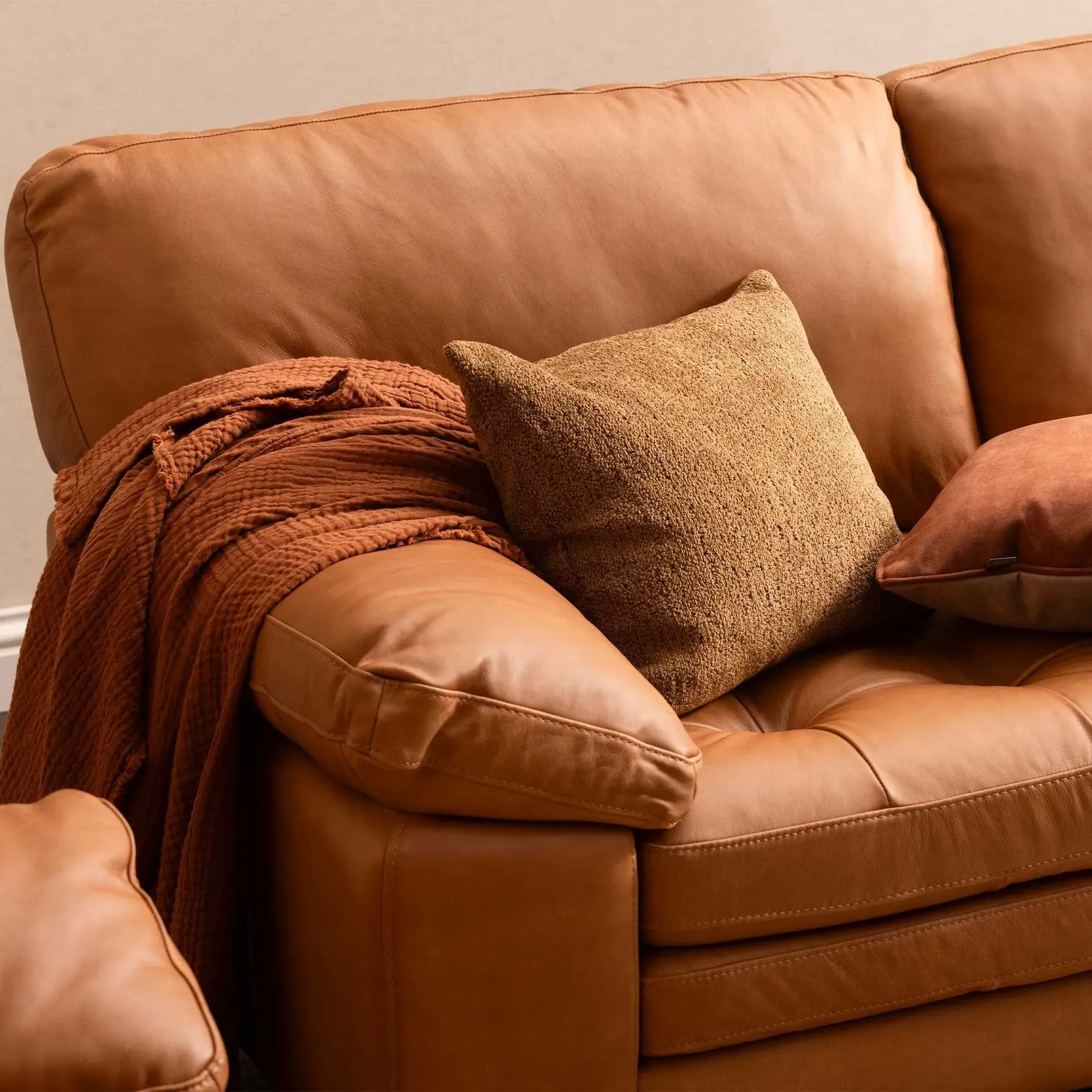 Olson Left Hand Facing Chaise Corner Sofa - Brown, Leather