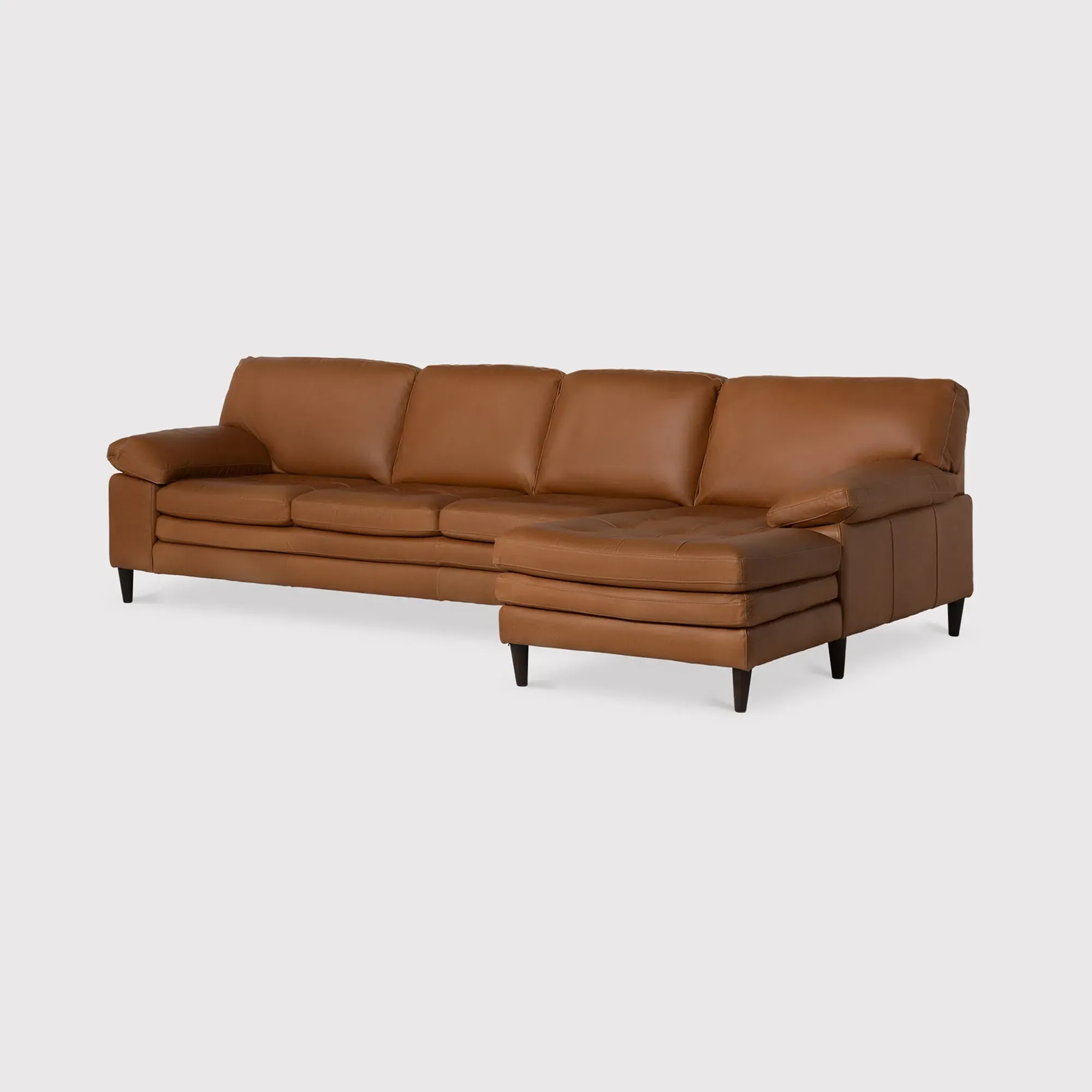 Olson Left Hand Facing Chaise Corner Sofa - Brown, Leather