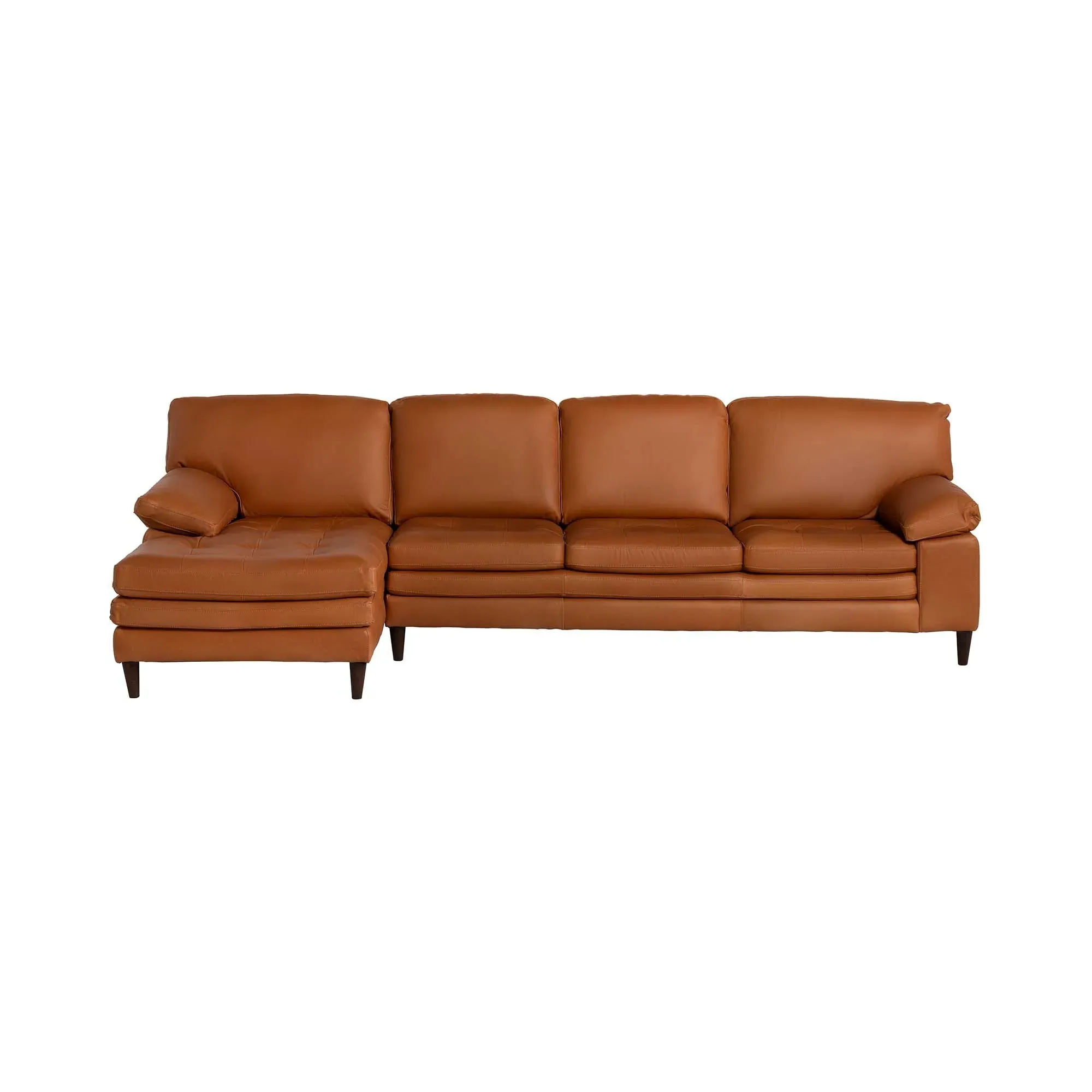 Olson Right Hand Facing Chaise Corner Sofa - Brown, Leather