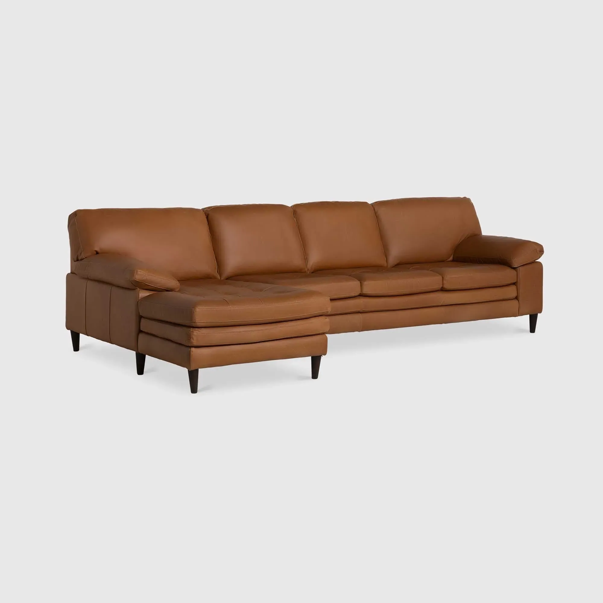 Olson Right Hand Facing Chaise Corner Sofa - Brown, Leather