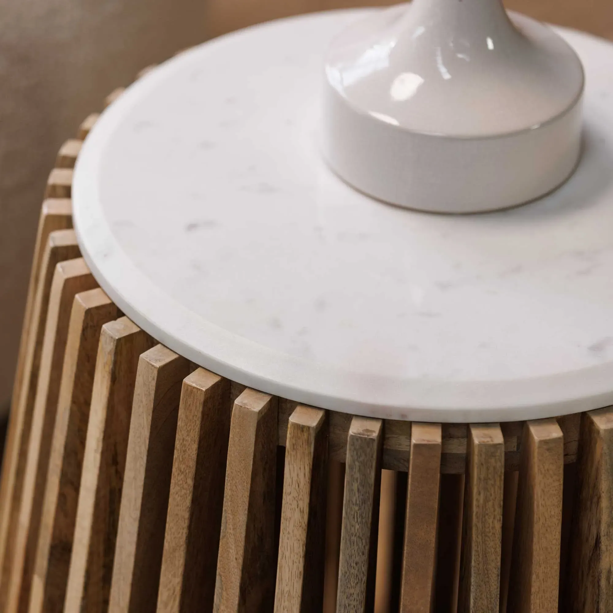 Ombra Round Side Table - Neutral, Marble
