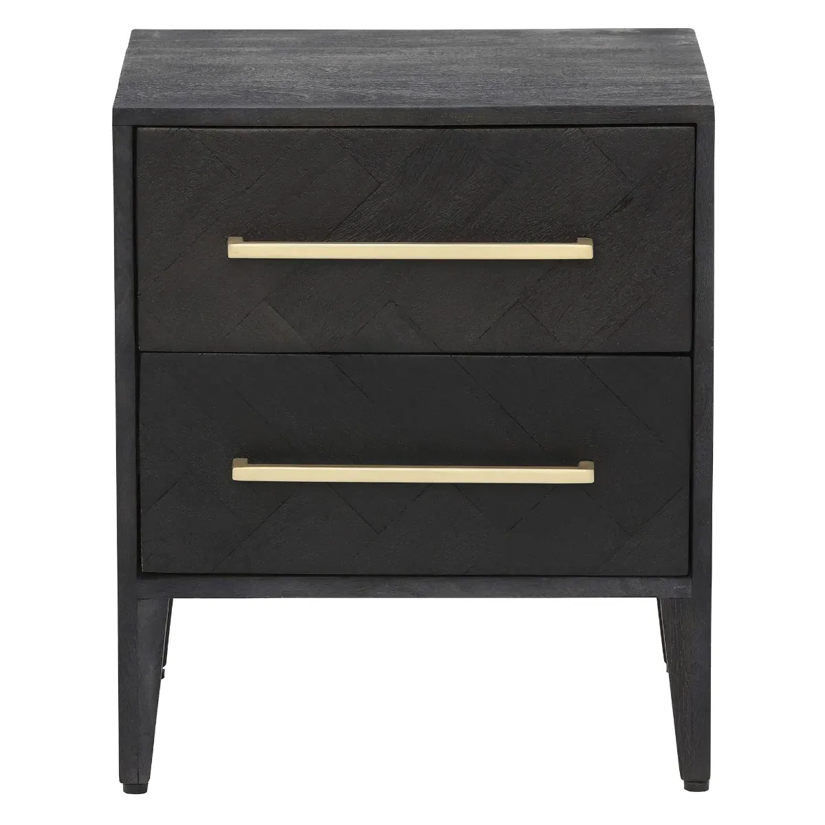 Onyx 2 Drawer Bedside Table - Black, Mango Wood