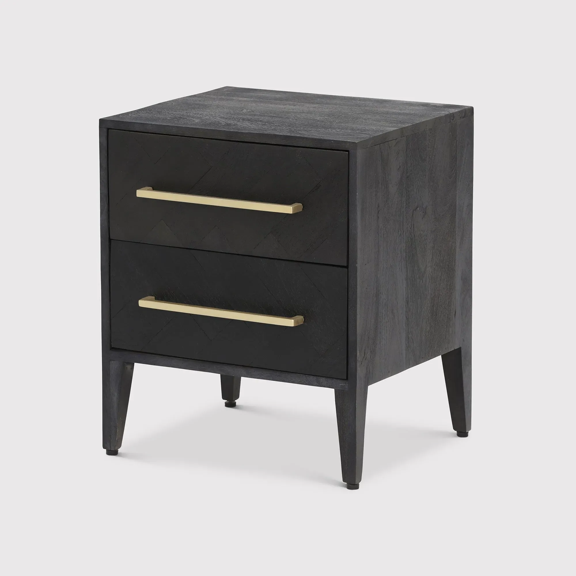 Onyx 2 Drawer Bedside Table - Black, Mango Wood