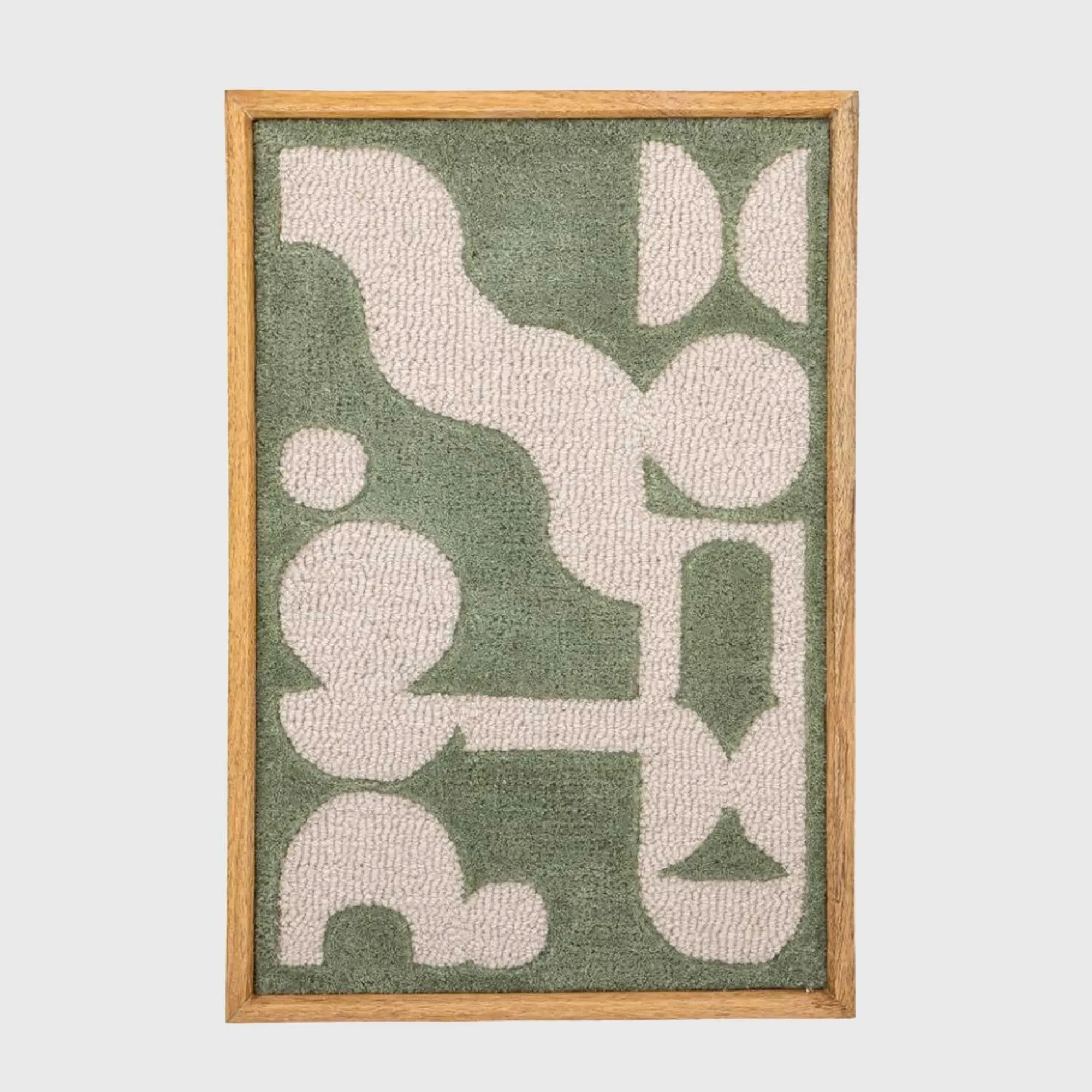 Organic Tufted Shapes Wall Art - Green, Wool Blend image