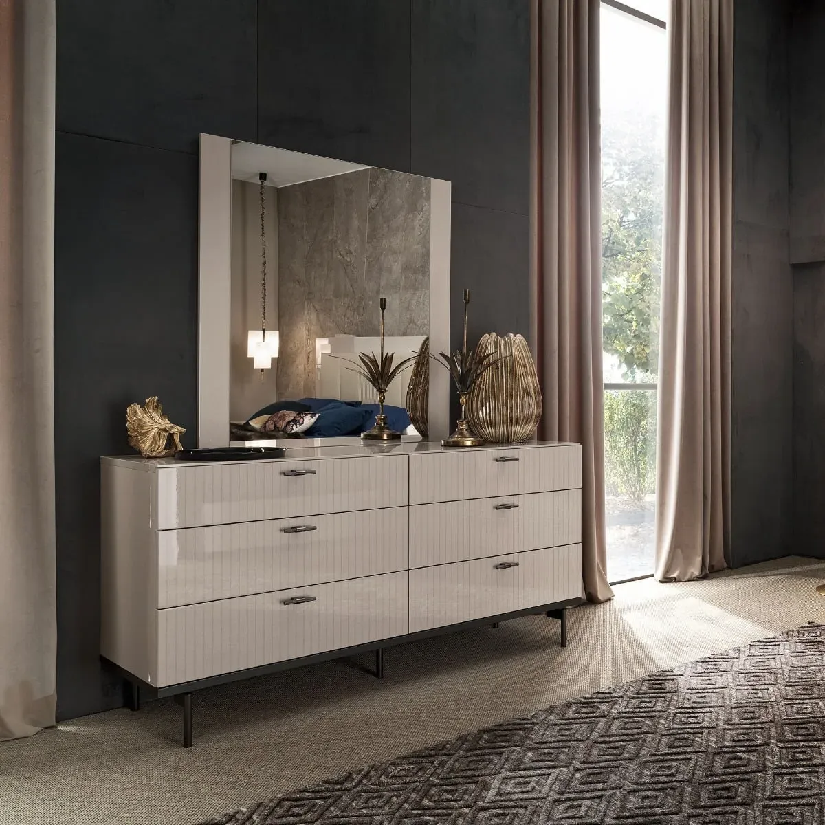 Oriana Chest of Drawers - Neutral, Gloss