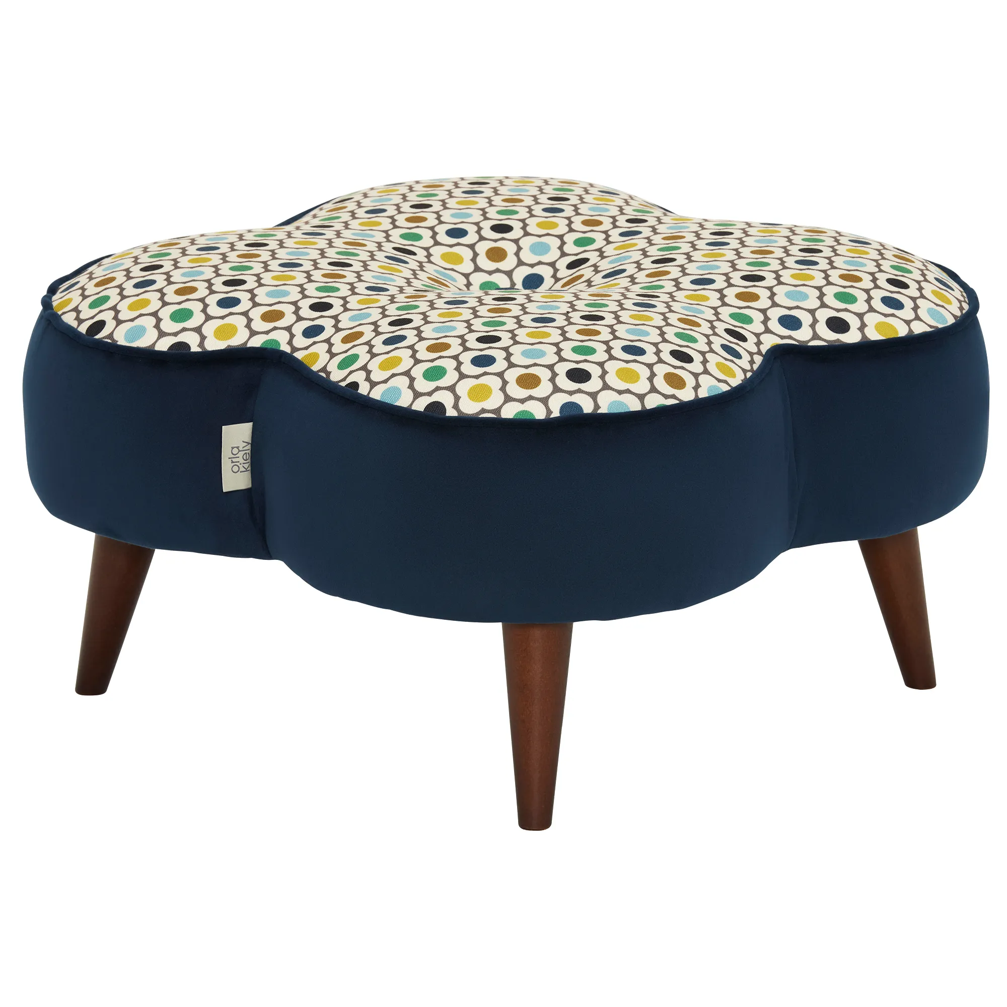 Orla Kiely Daisy Large Stool - Blue Fabric