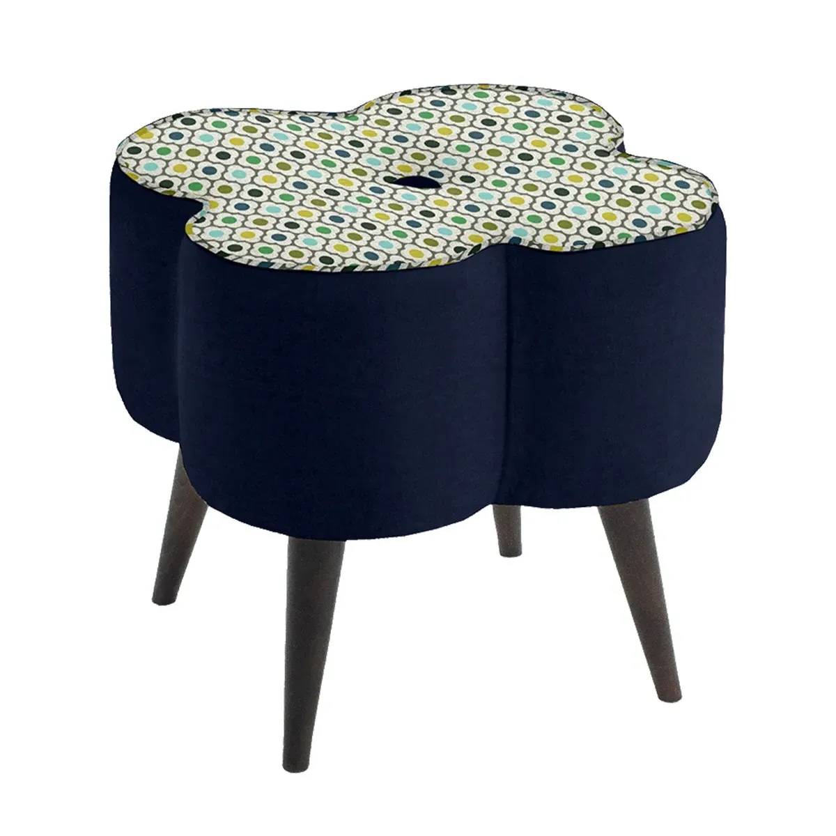 Orla Kiely Daisy Small Stool - Blue, Fabric image