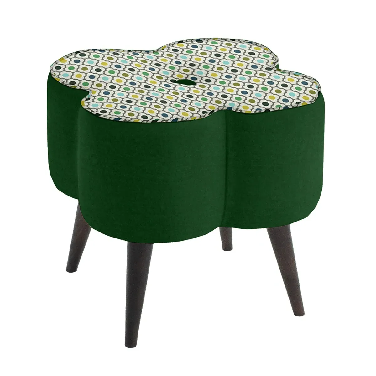 Orla Kiely Daisy Small Stool - Green, Fabric
