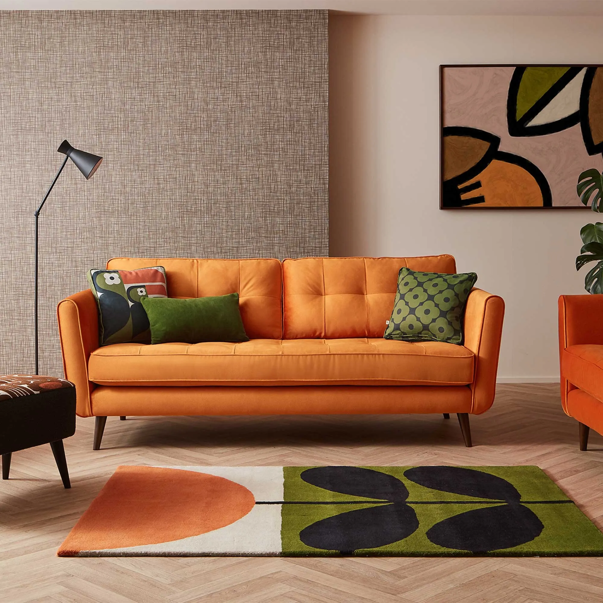 Orla Kiely Ivy Large Sofa - Orange, Fabric