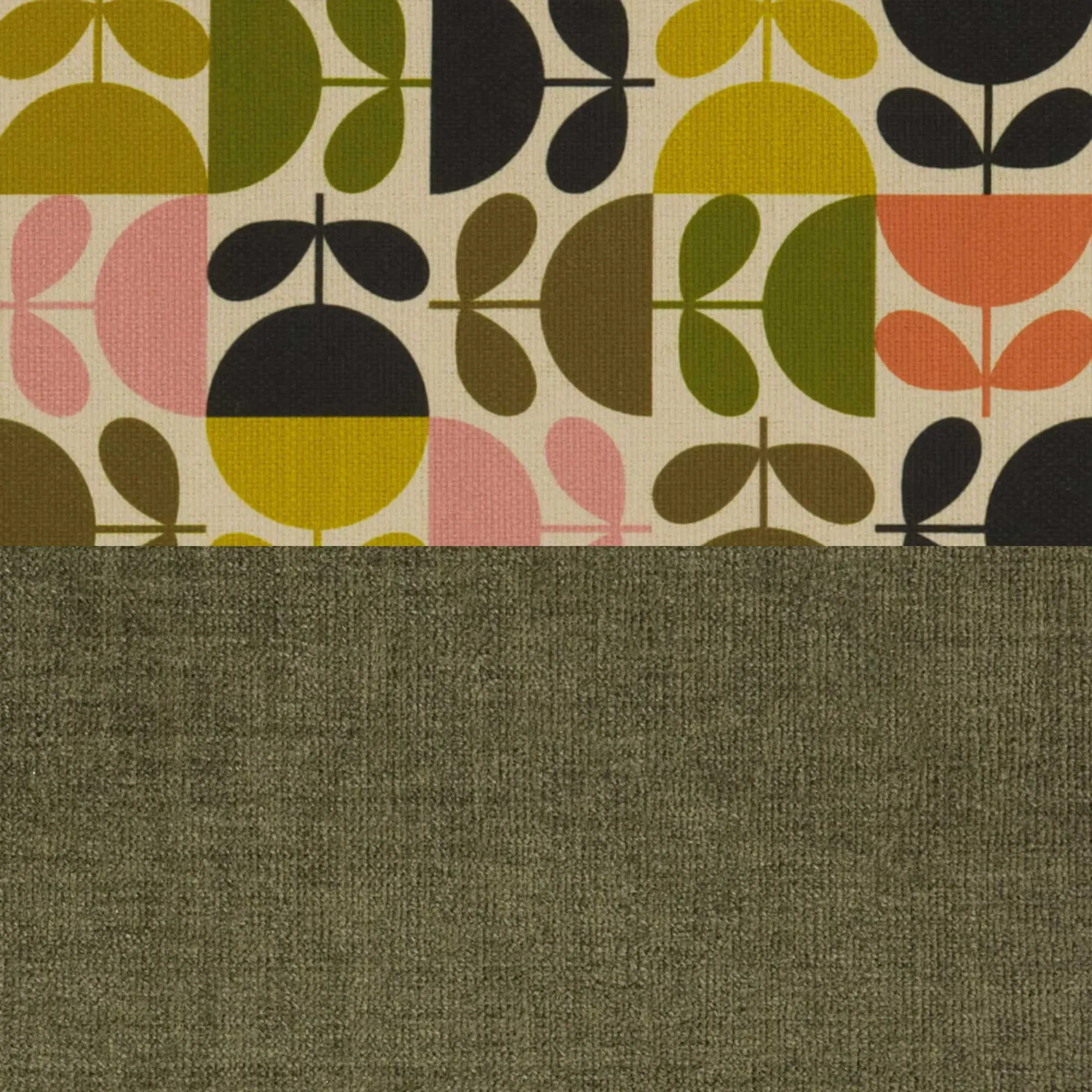 Orla Kiely Leap Footstool - Green, Fabric