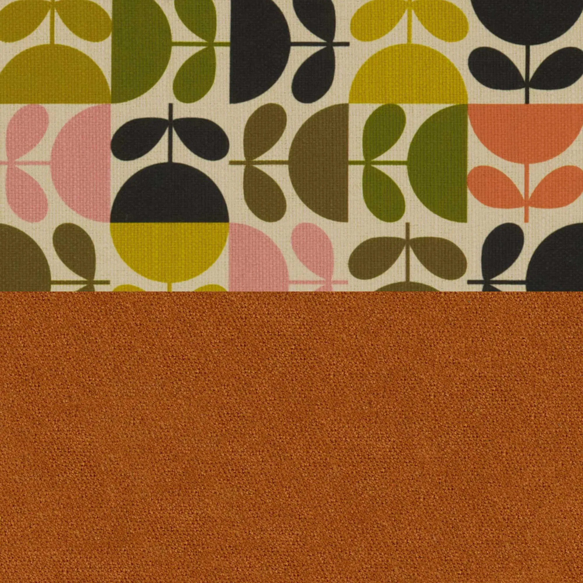 Orla Kiely Leap Footstool - Orange, Fabric