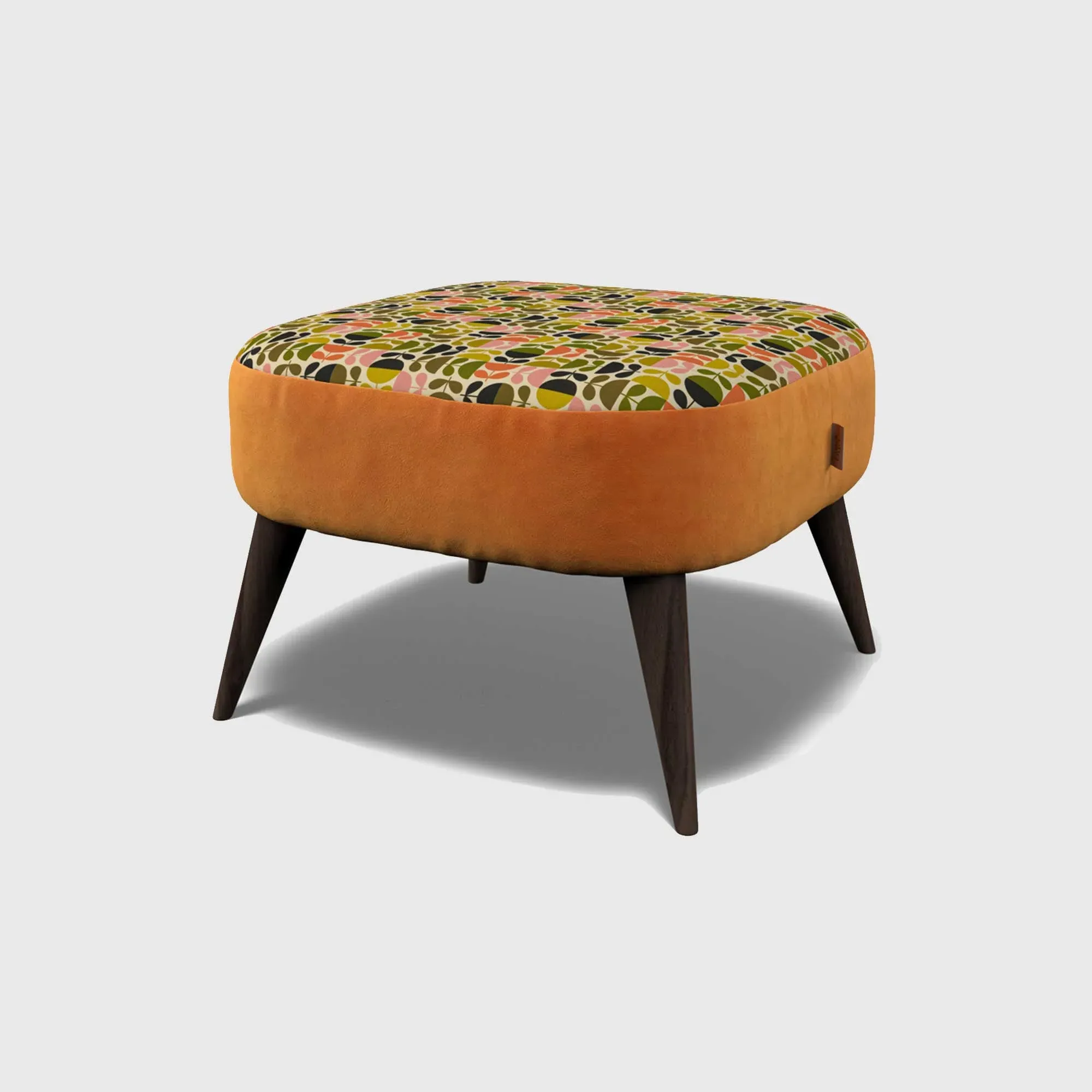 Orla Kiely Leap Footstool - Orange, Fabric