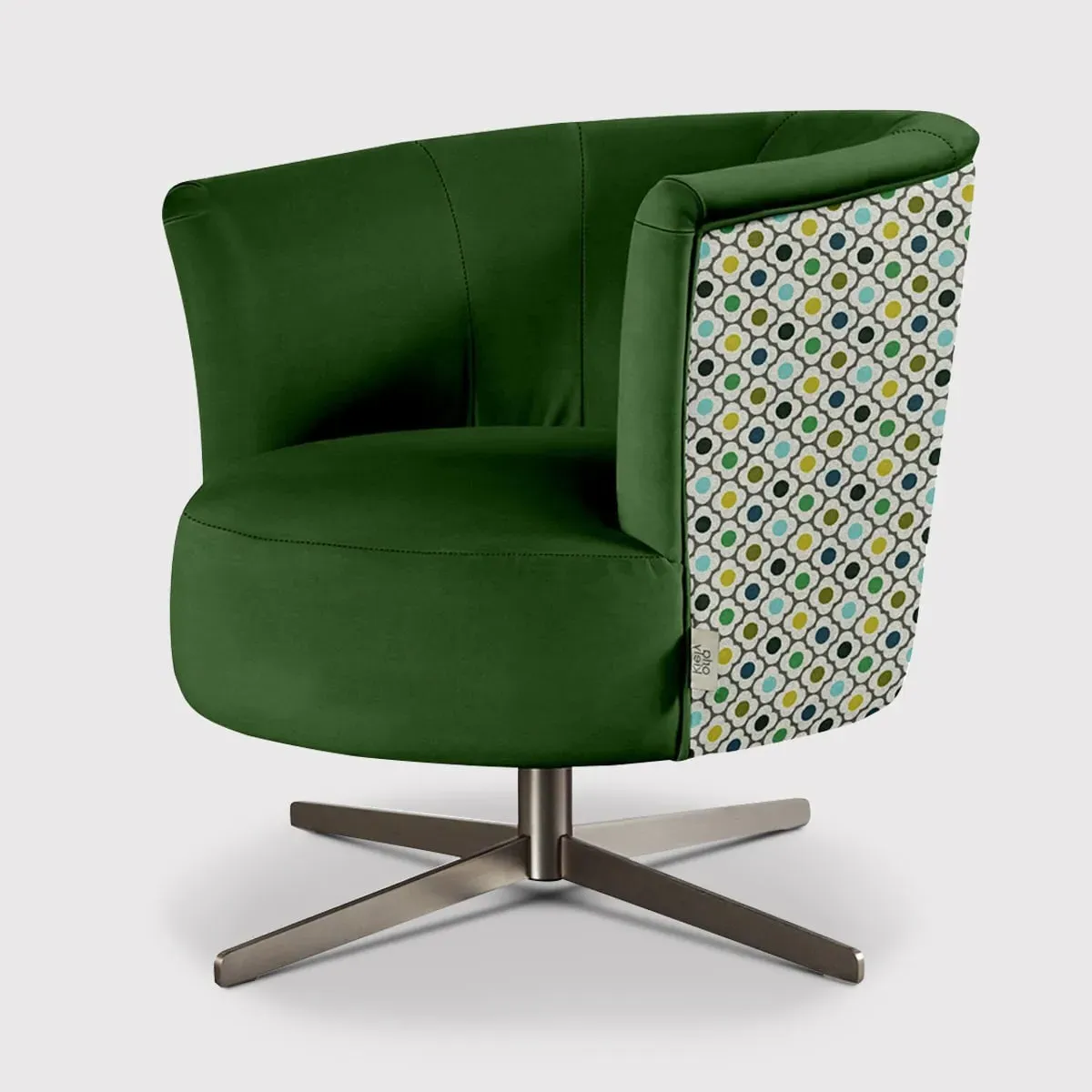 Orla Kiely Lily Swivel Armchair - Green, Fabric
