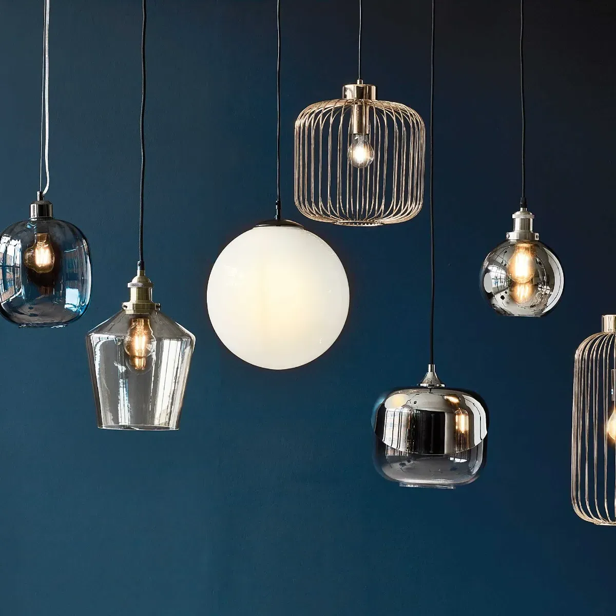 Oval Pendant Light - Grey, Glass