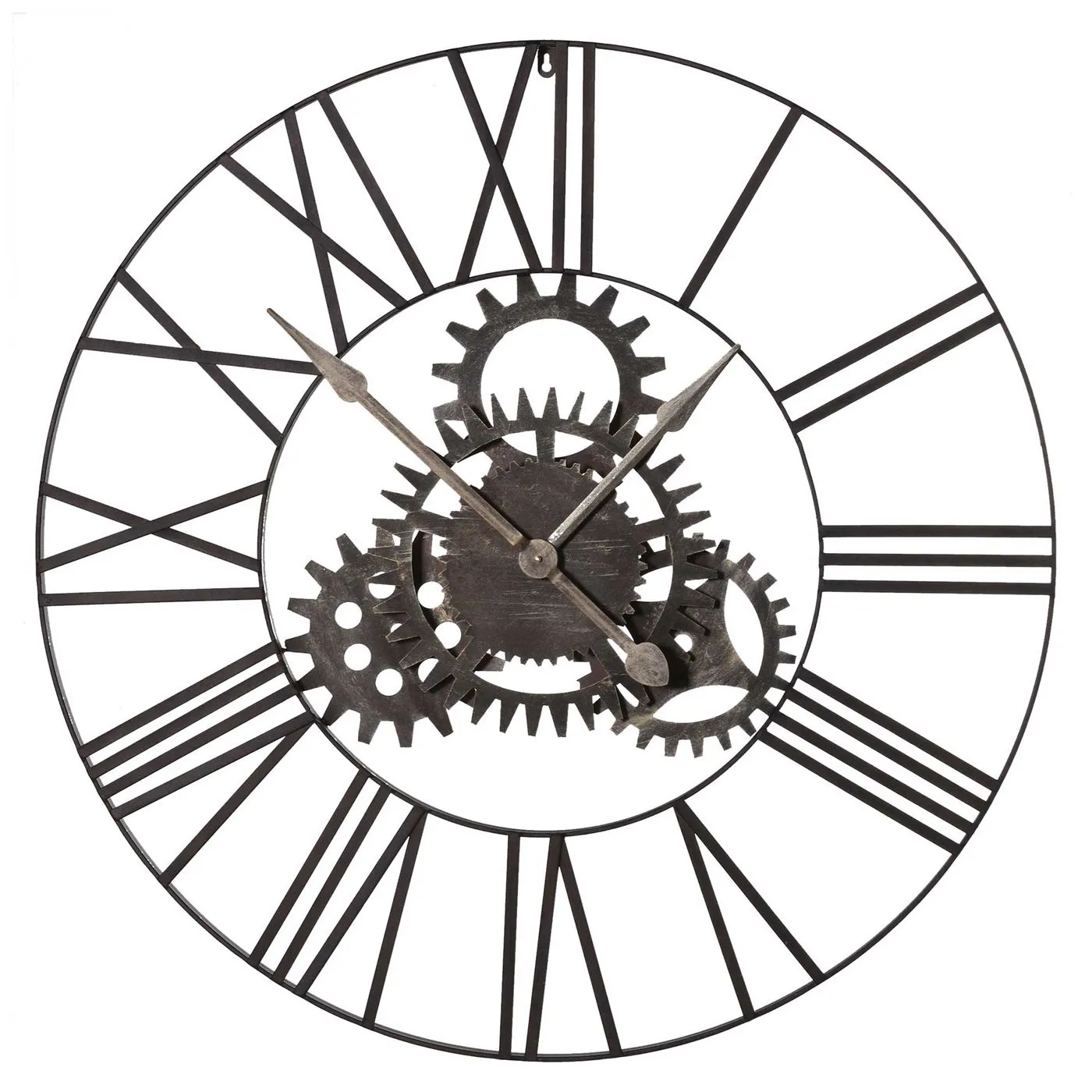 Oversized Cogs Skeleton Wall Clock - Brown, Metal