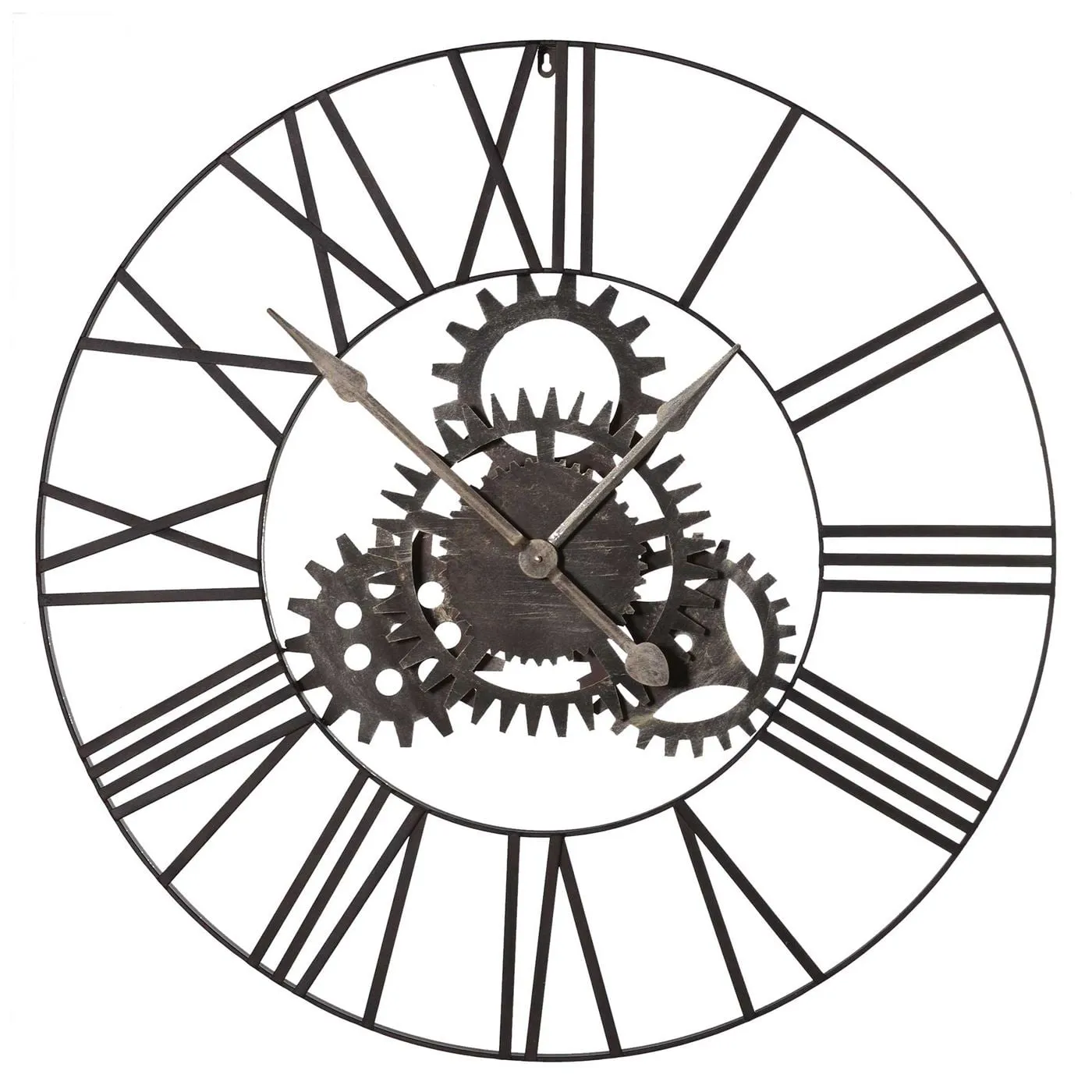 Oversized Cogs Skeleton Wall Clock - Brown, Metal image
