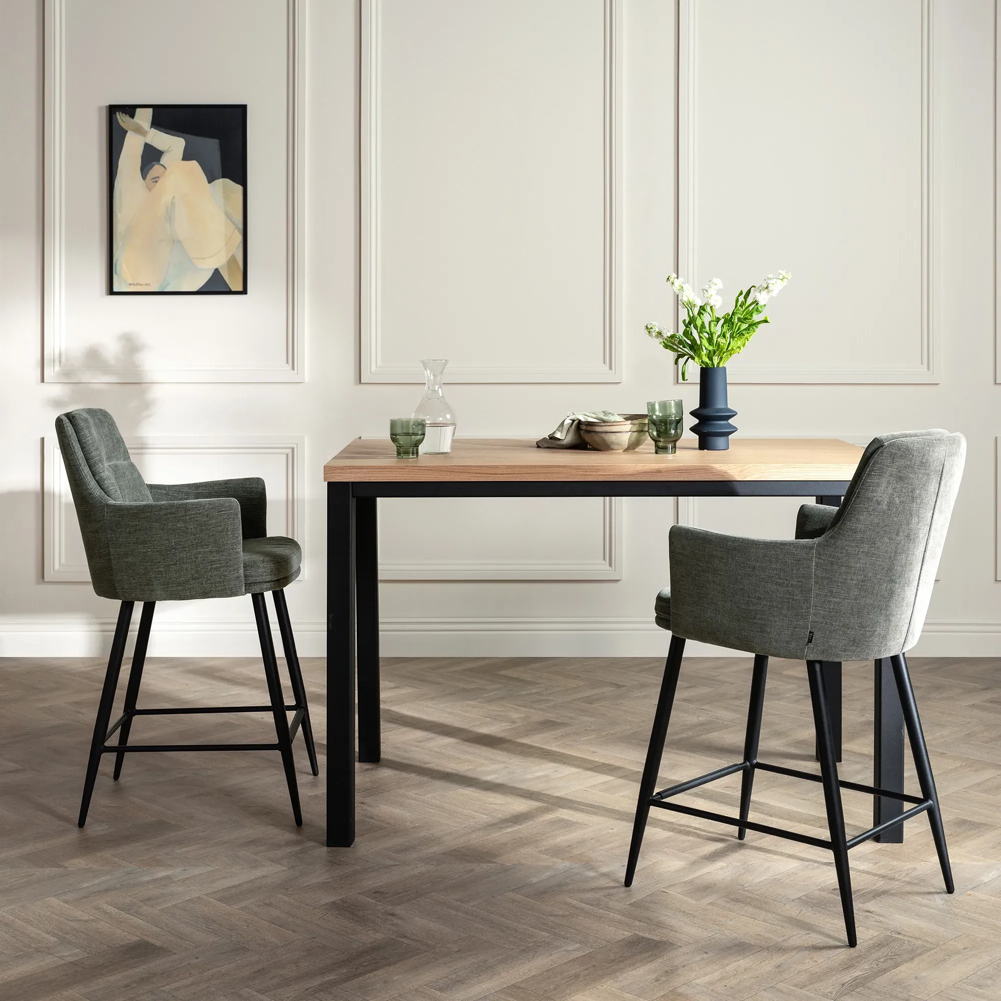 Padua Bar Stool - Grey, Fabric