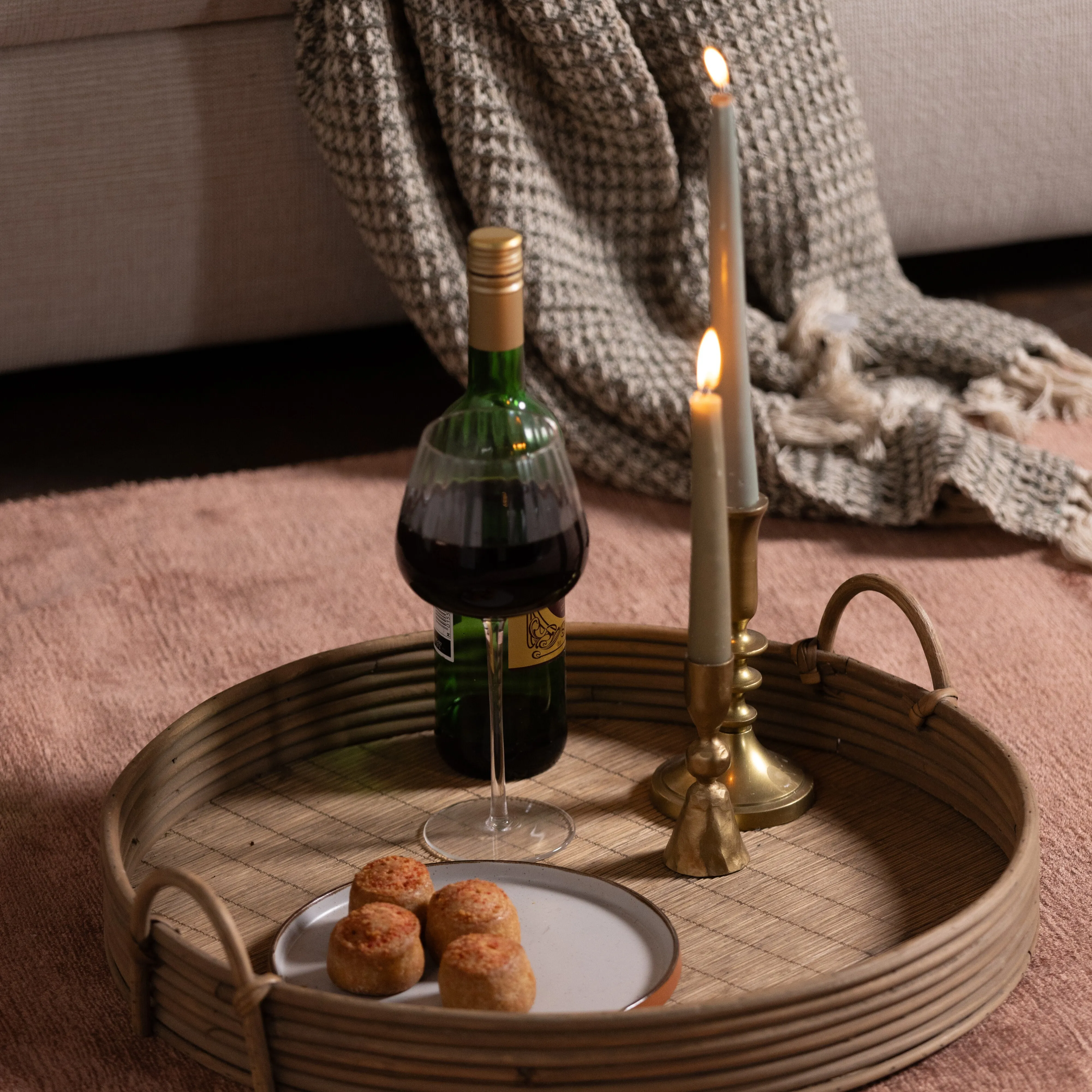 Pair Brass Effect Candlesticks - Gold, Metal