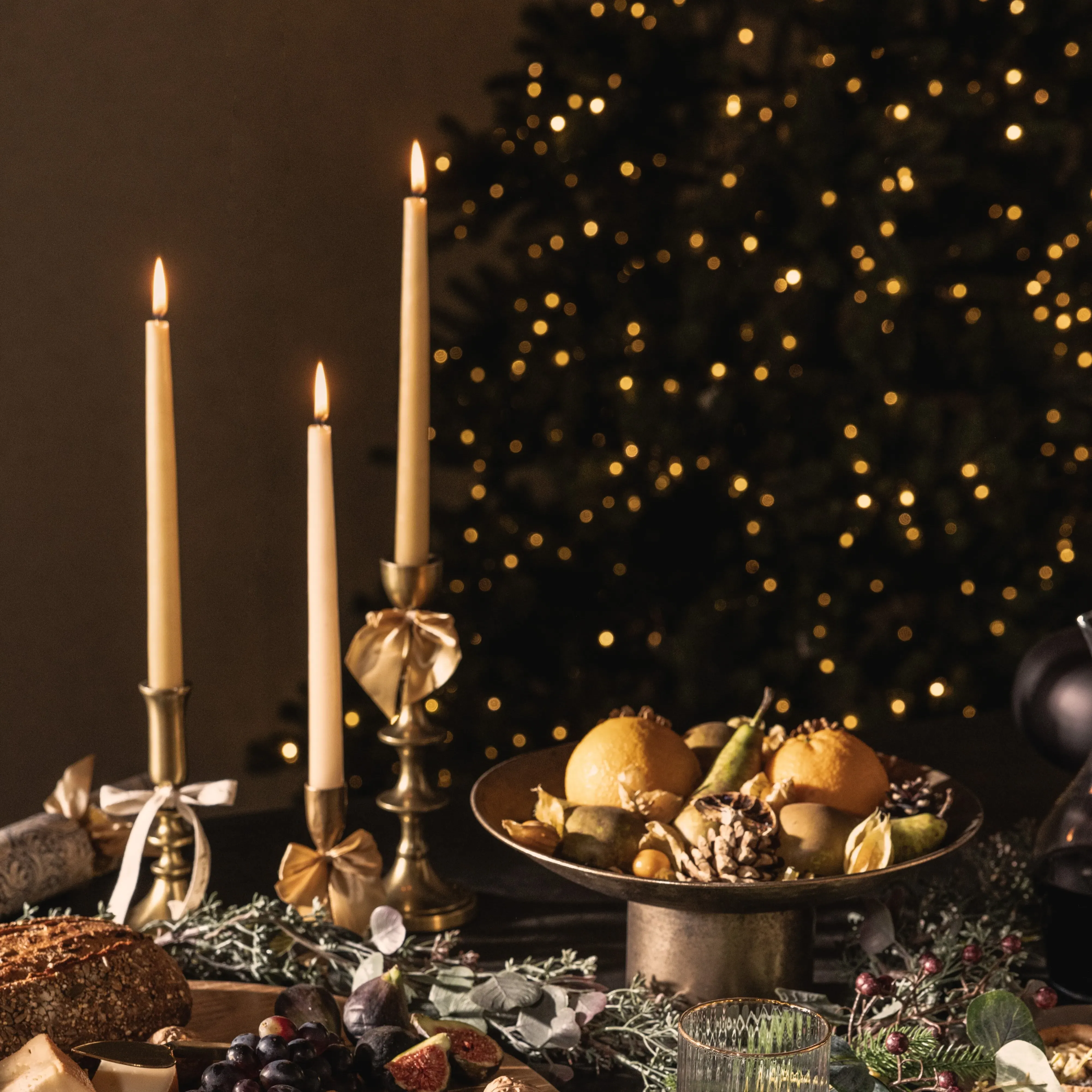 Pair Brass Effect Candlesticks - Gold, Metal