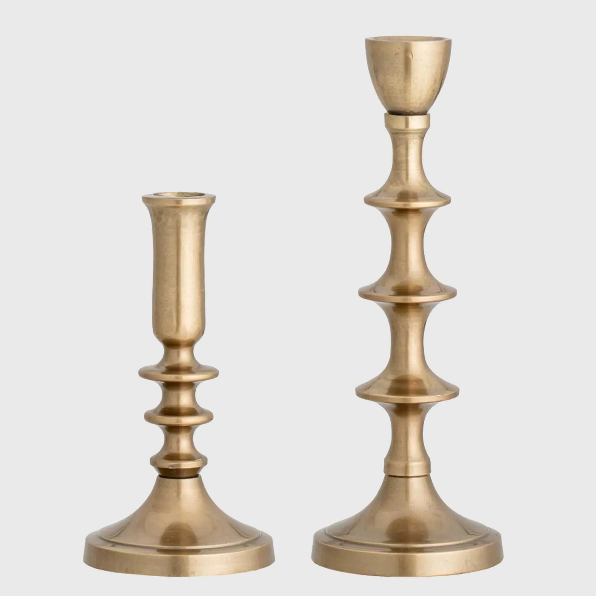 Pair Brass Effect Candlesticks - Gold, Metal image