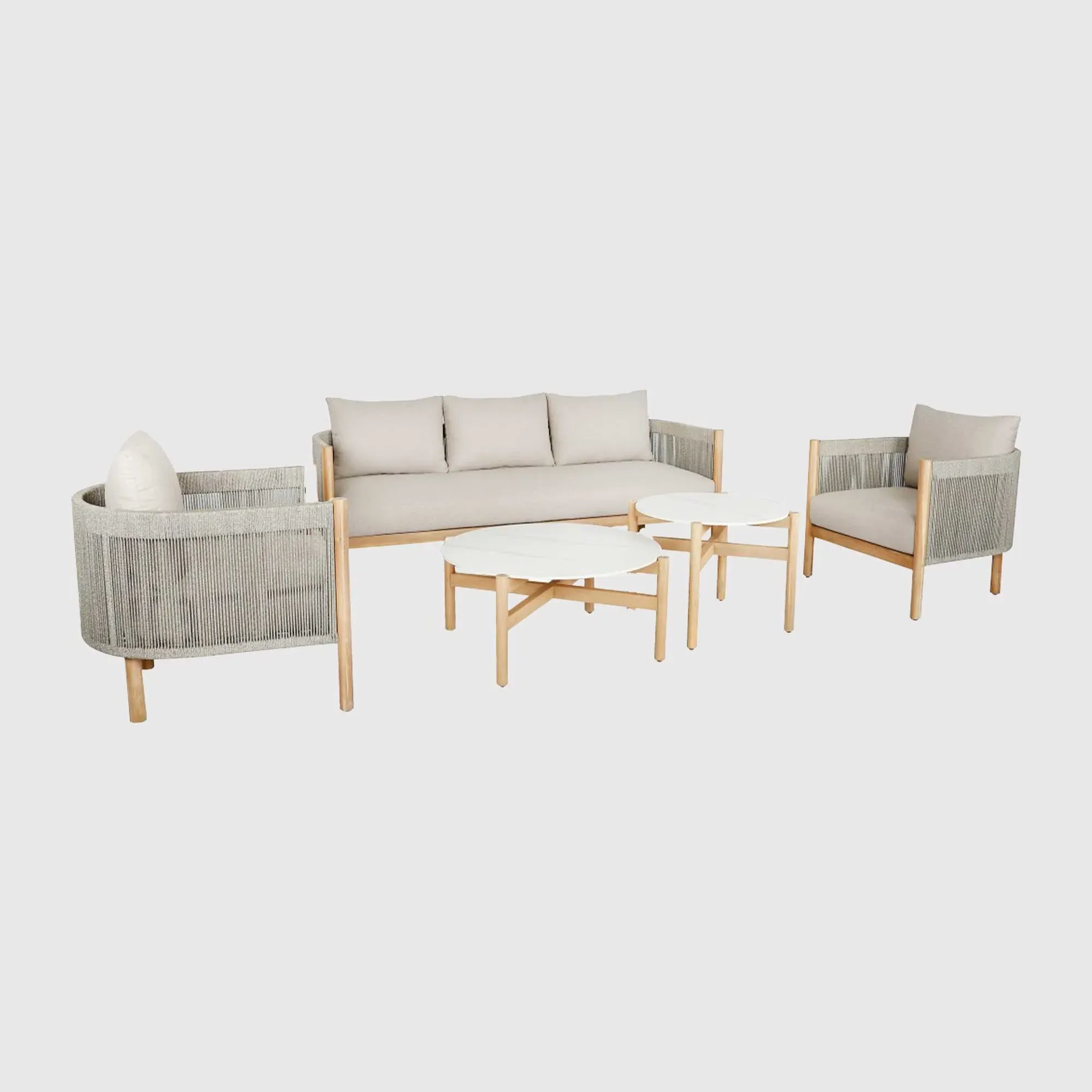Palmyra Outdoor Lounge Set - Grey, Acacia Wood