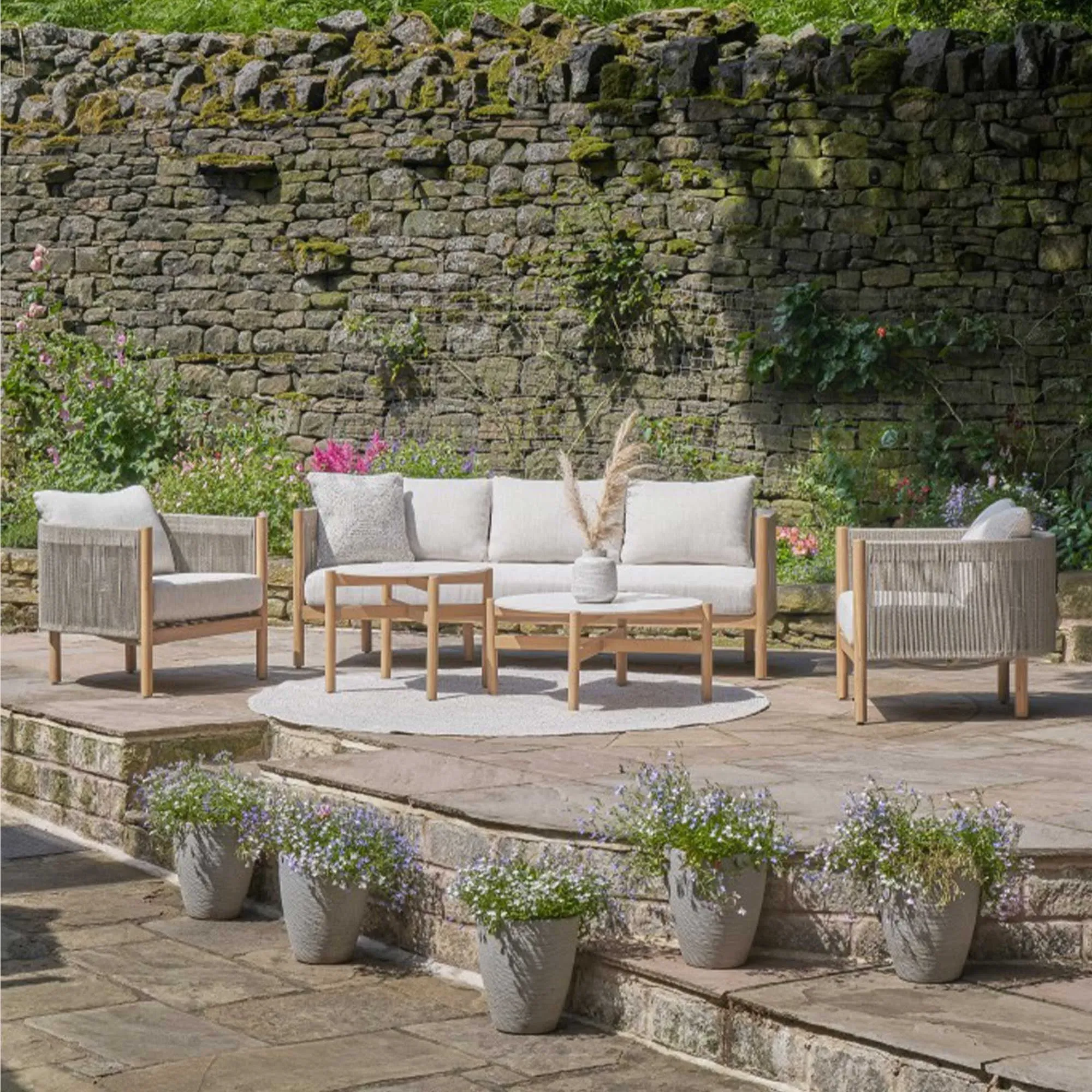 Palmyra Outdoor Lounge Set - Grey, Acacia Wood image