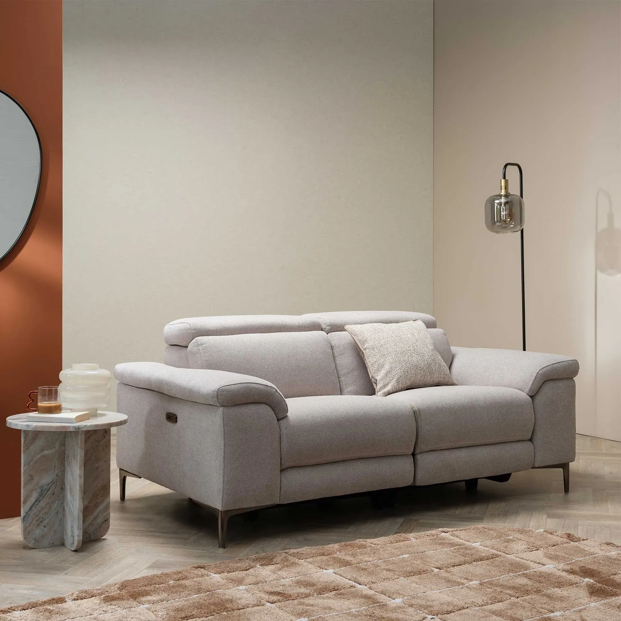 Paolo 2-Seater Recliner Sofa with Electric Recliners - Fabric