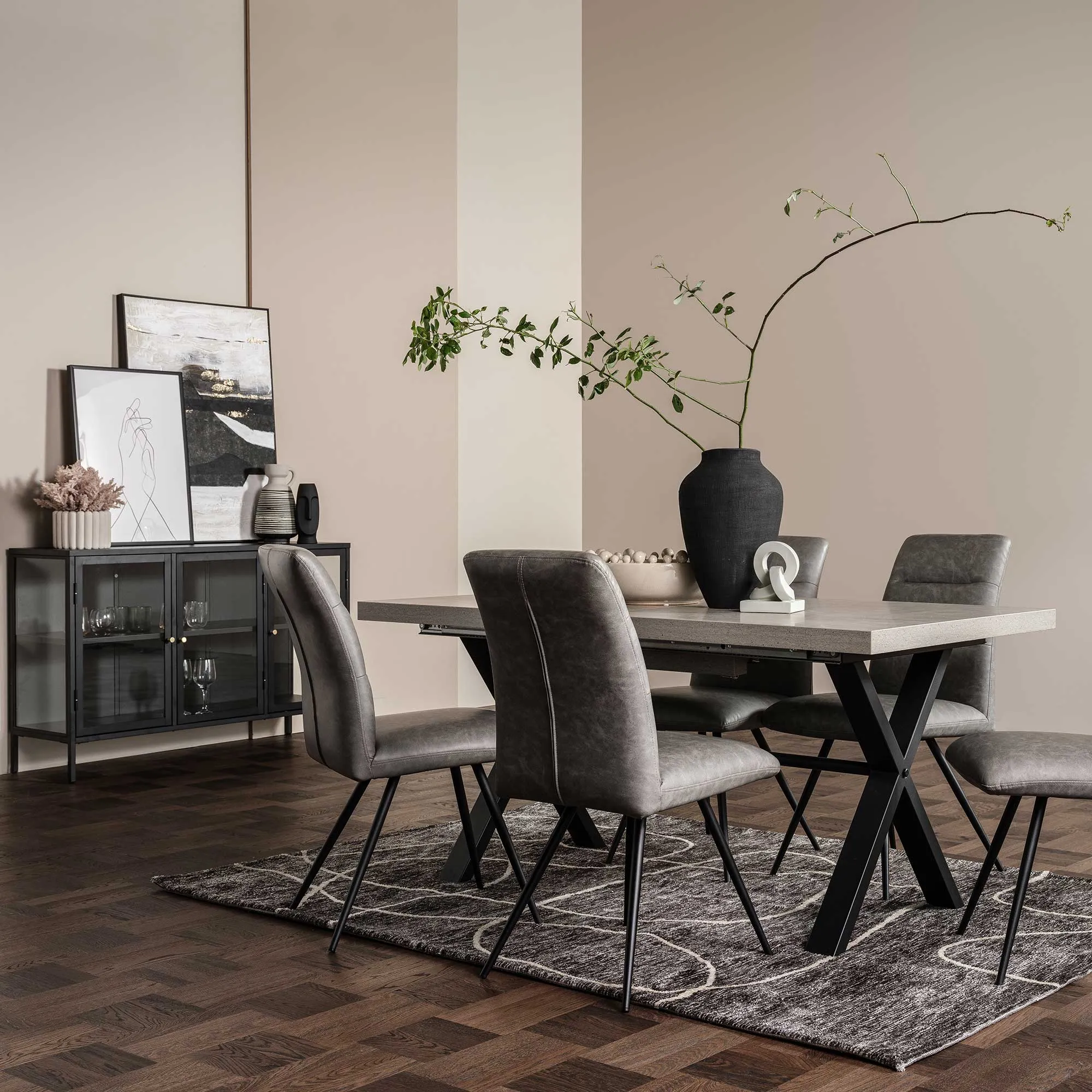 Pauli Dining Chair - Grey, Faux Leather