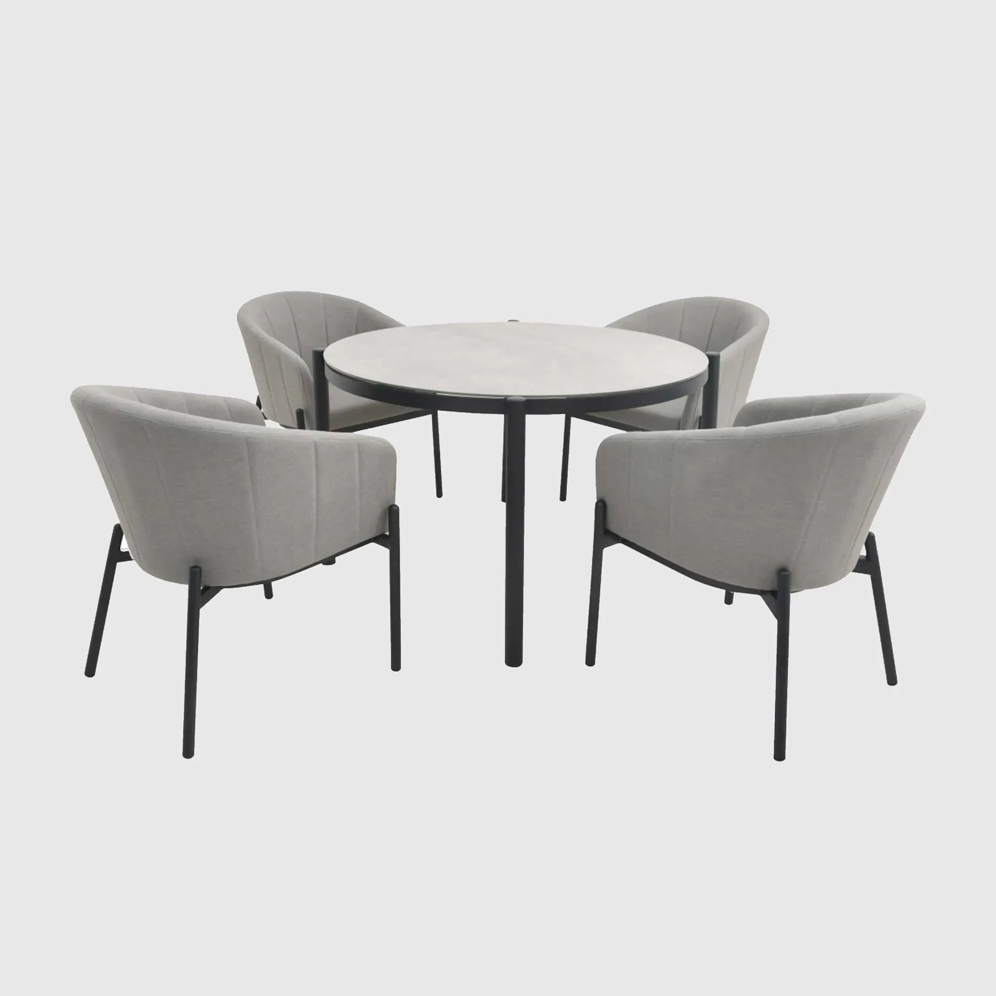 Pemba 4-Seater Round Dining Set - Grey, Aluminium