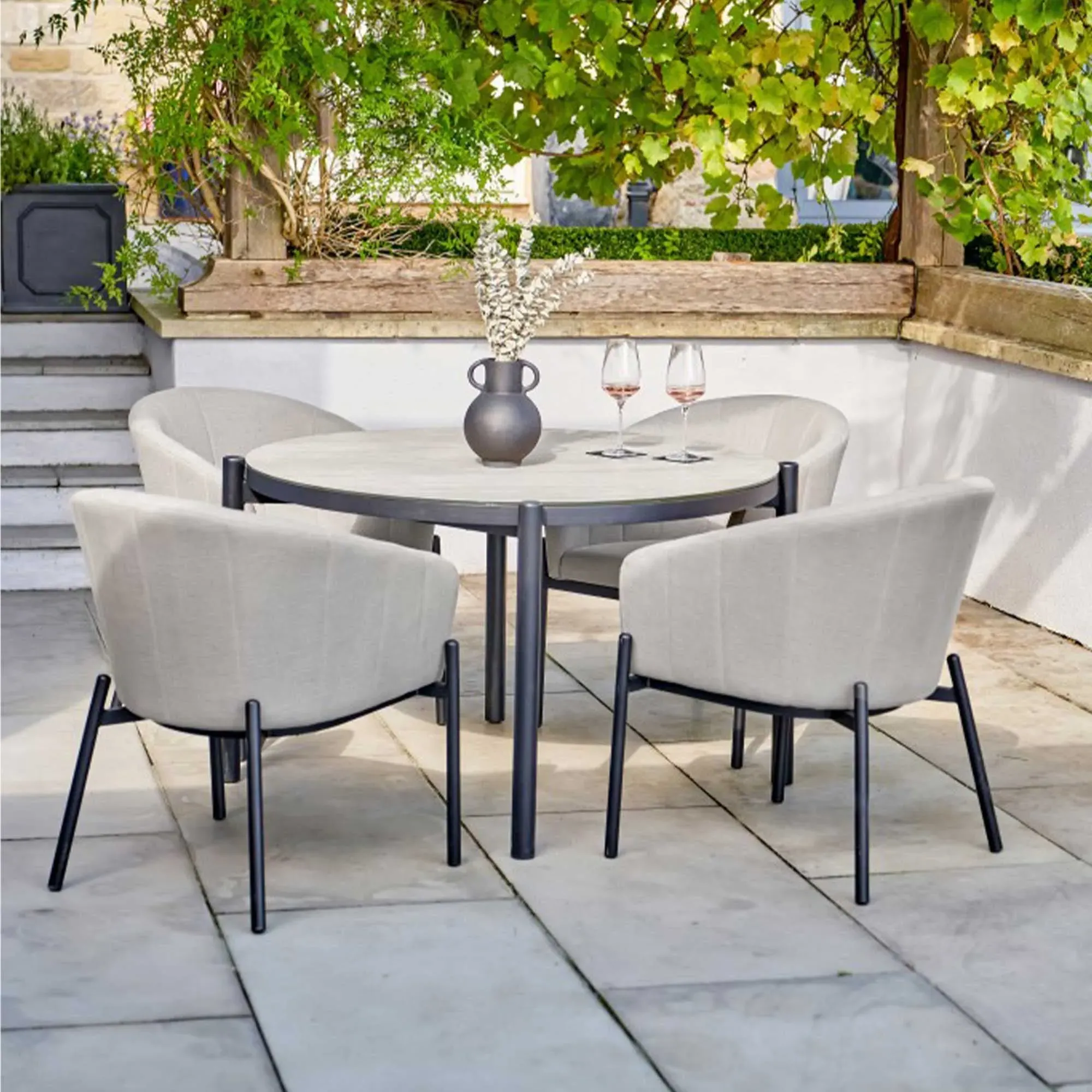 Pemba 4-Seater Round Dining Set - Grey, Aluminium image