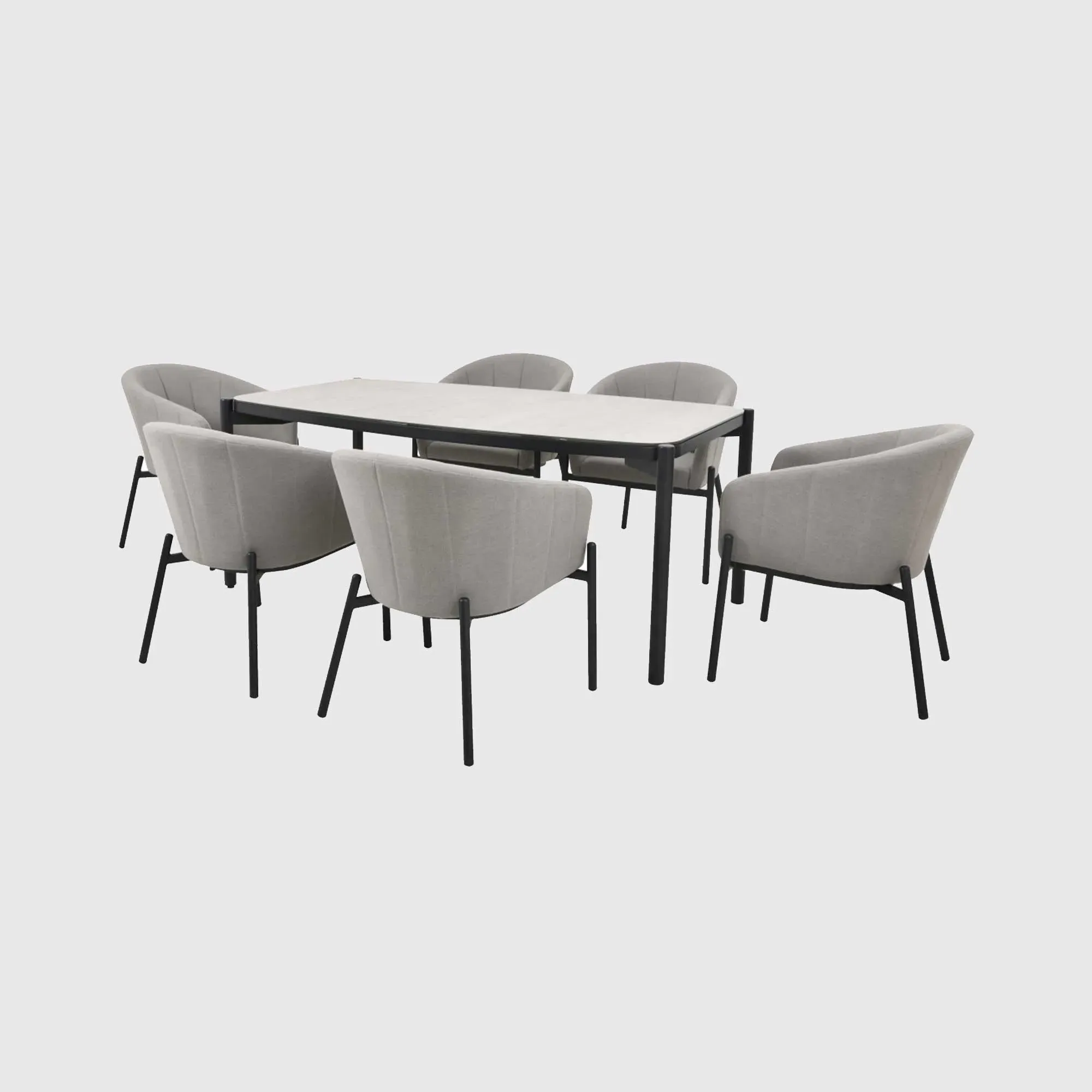 Pemba 6 Seater Outdoor Dining Set - Grey, Aluminium