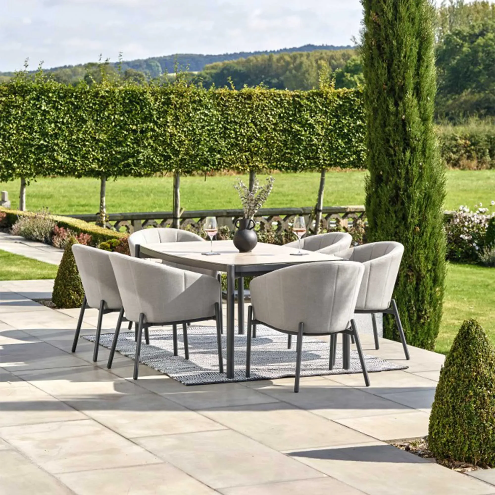 Pemba 6 Seater Outdoor Dining Set - Grey, Aluminium image