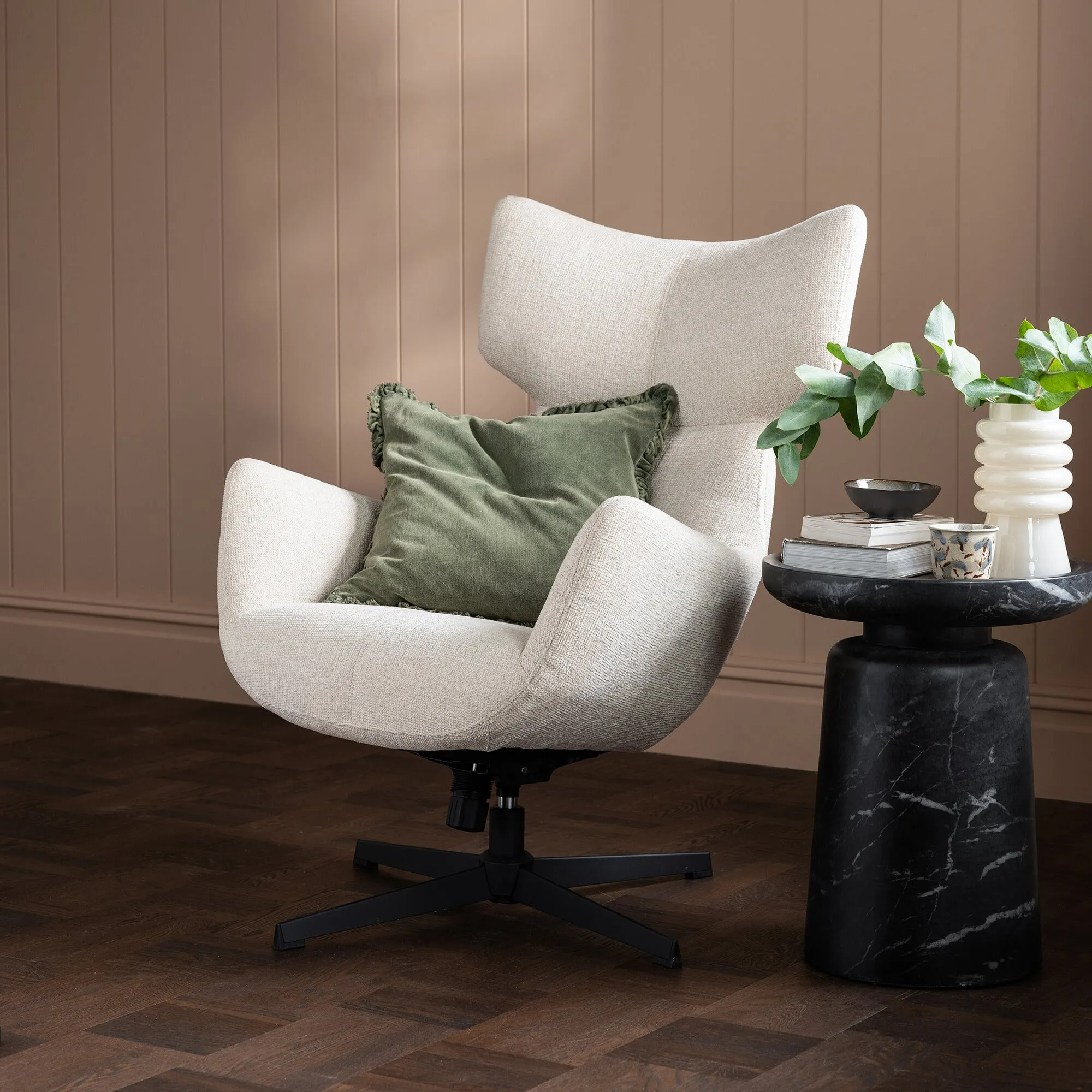 Pendock Swivel Armchair - Beige, Fabric