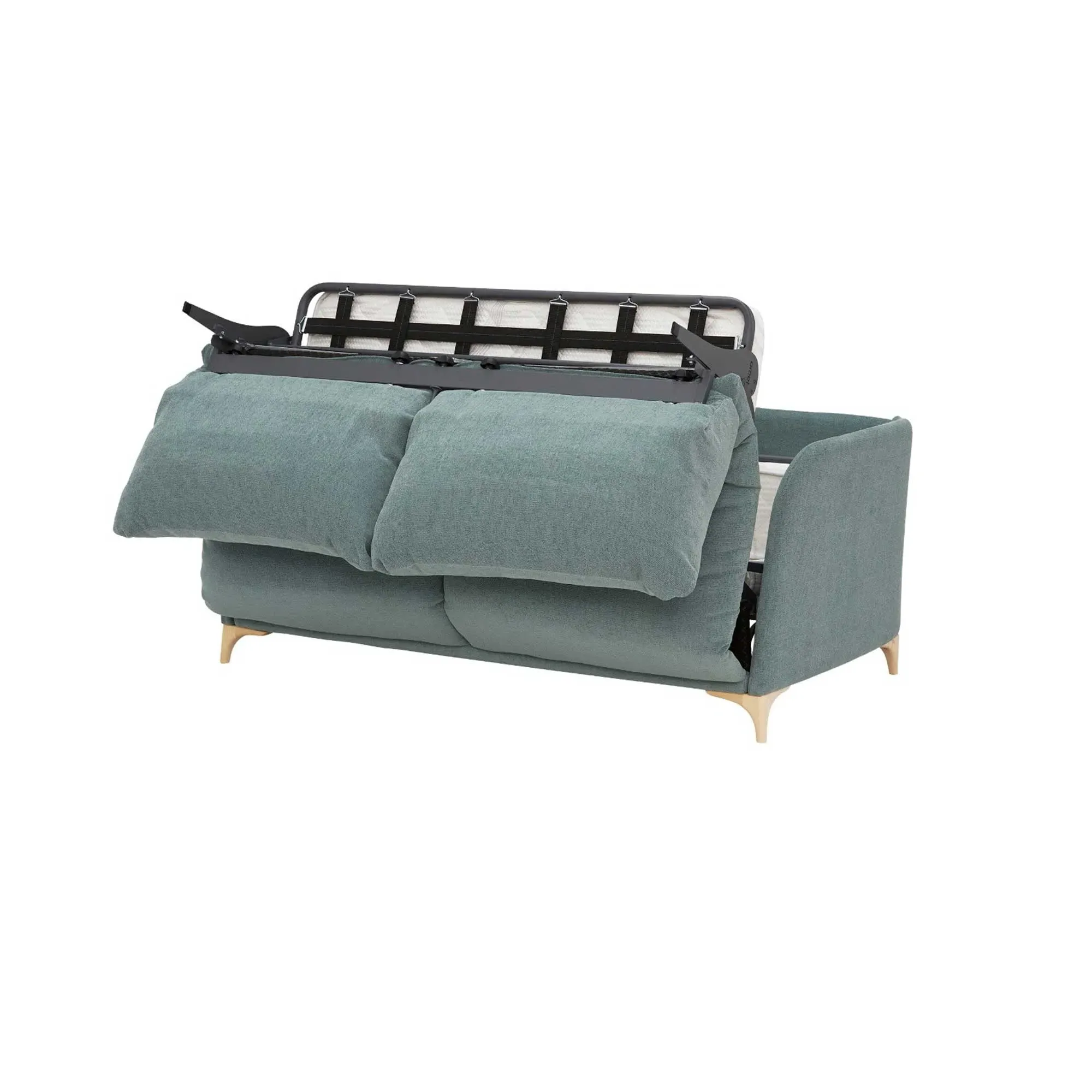Perle 3-Seater Sofa Bed Curved - Teal, Fabric