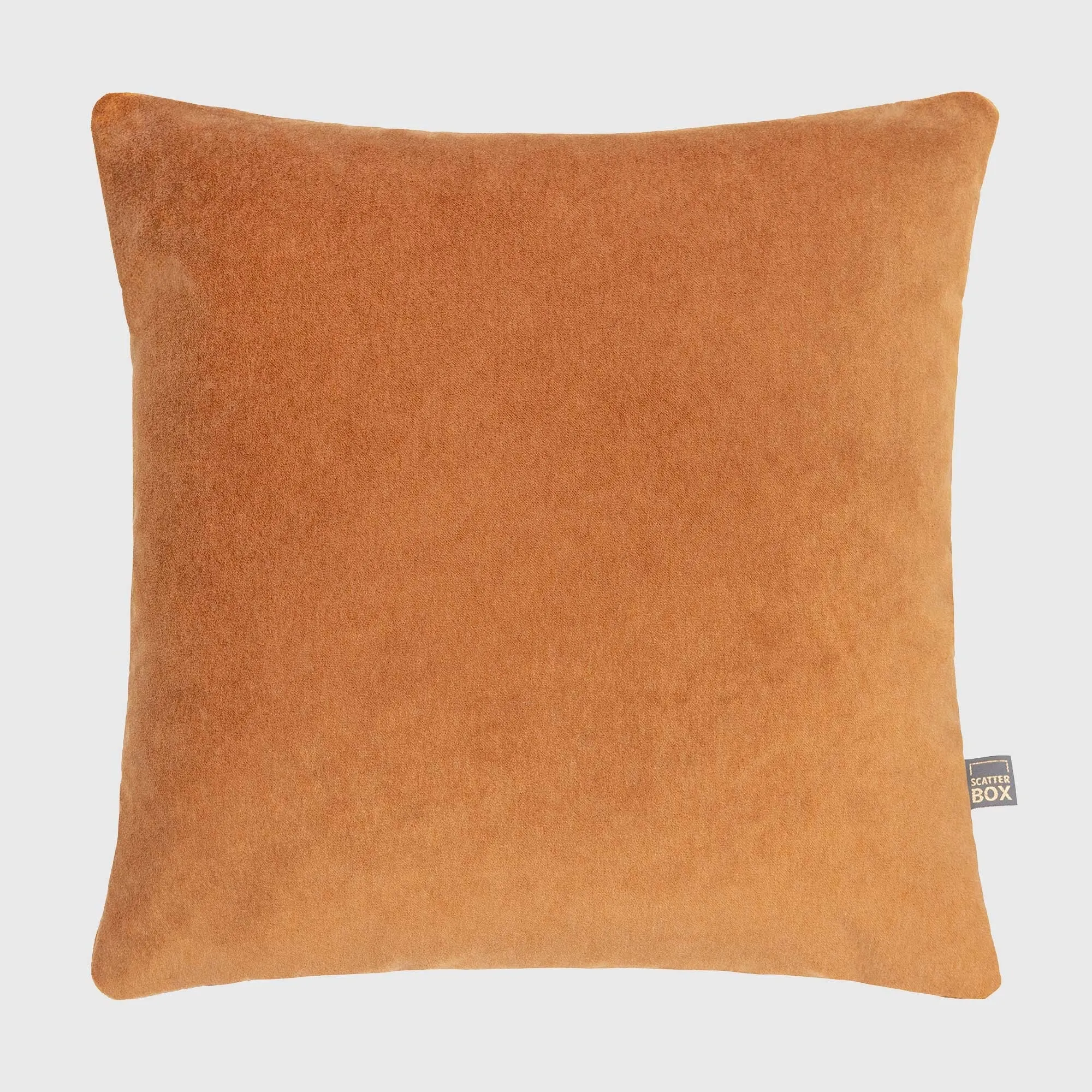 Plush Bronze Square Velvet Cushion - Orange