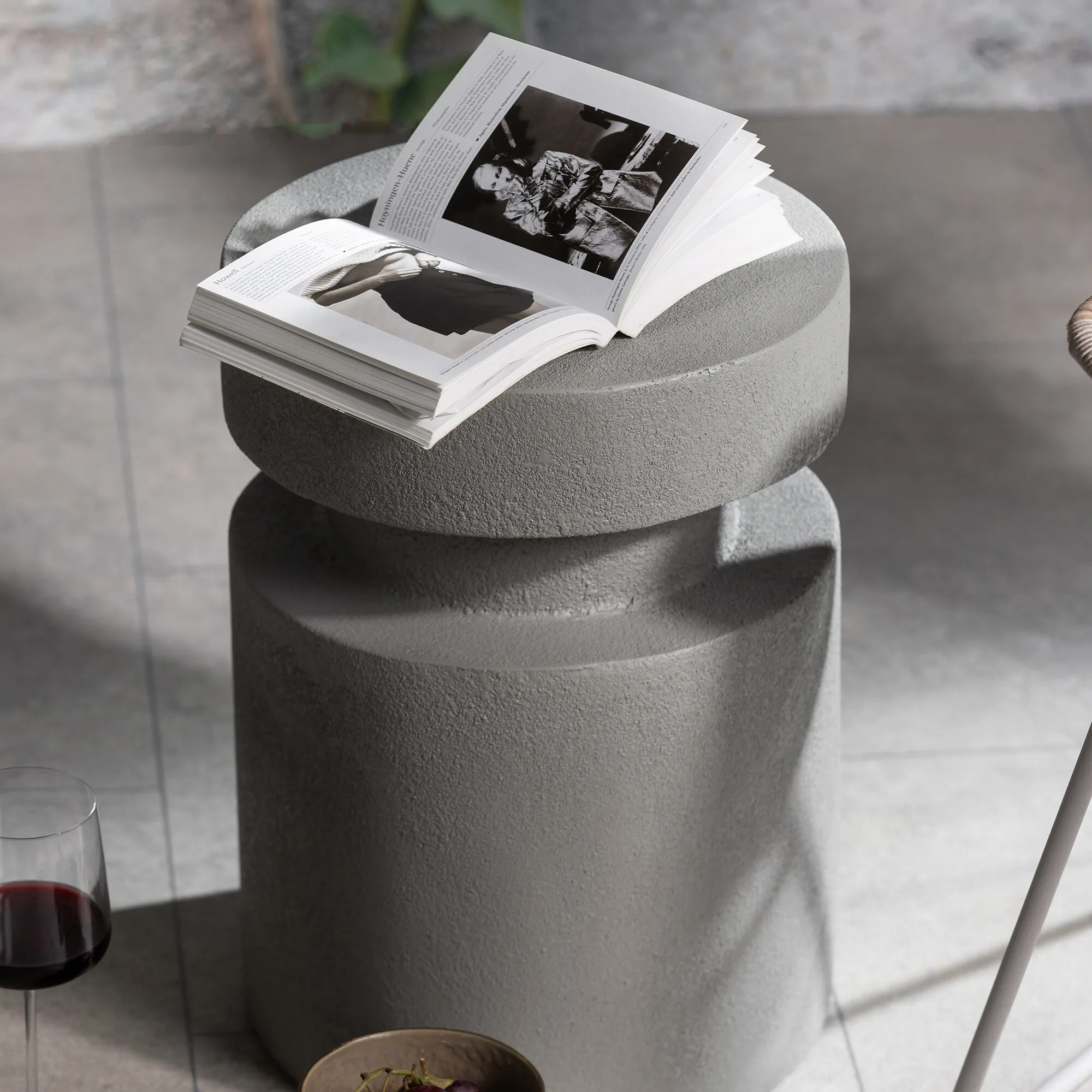 Pori Round Stool - Grey, Fiberglass image