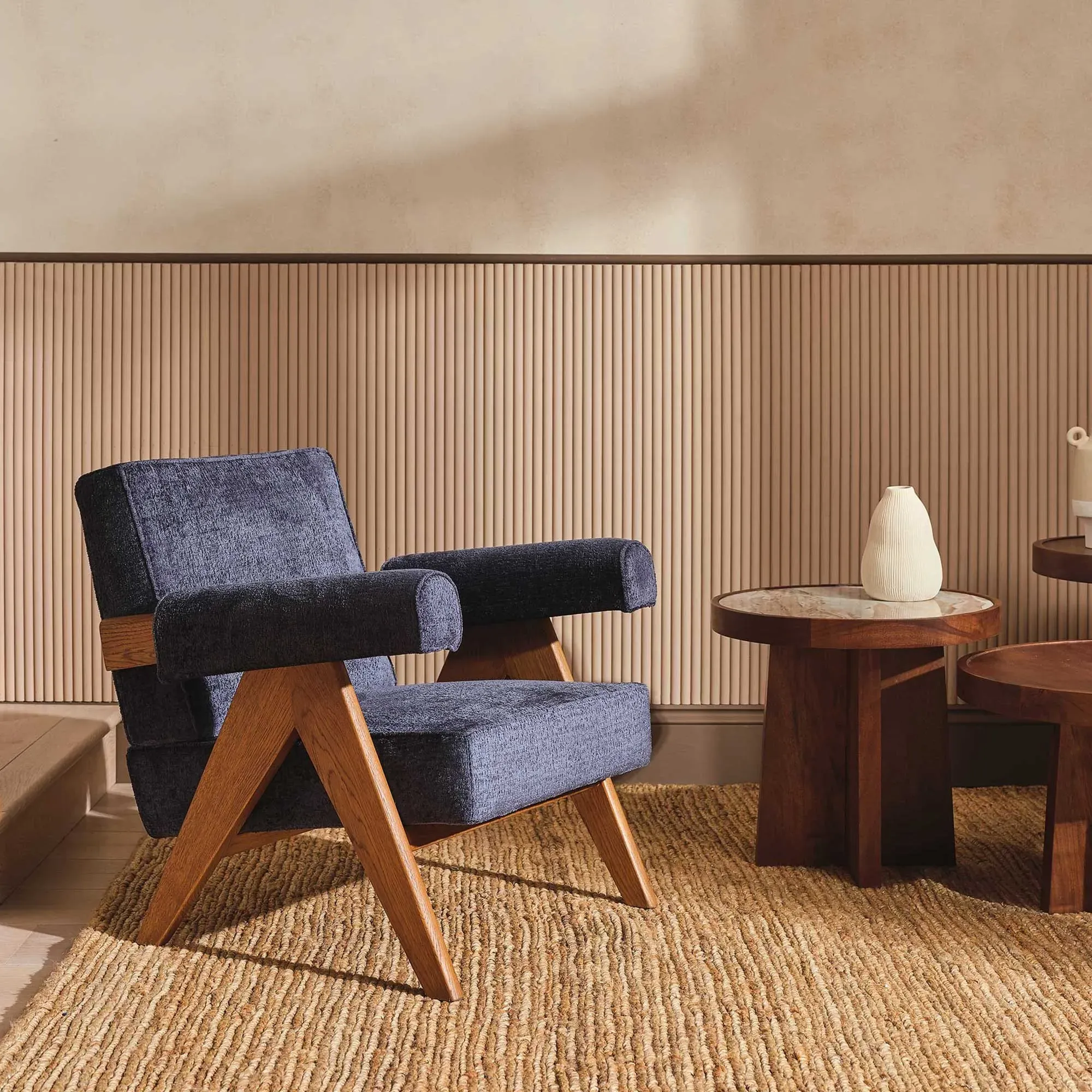 Pure Furniture Bogart Club Accent Chair with Arms - Blue, Fabric