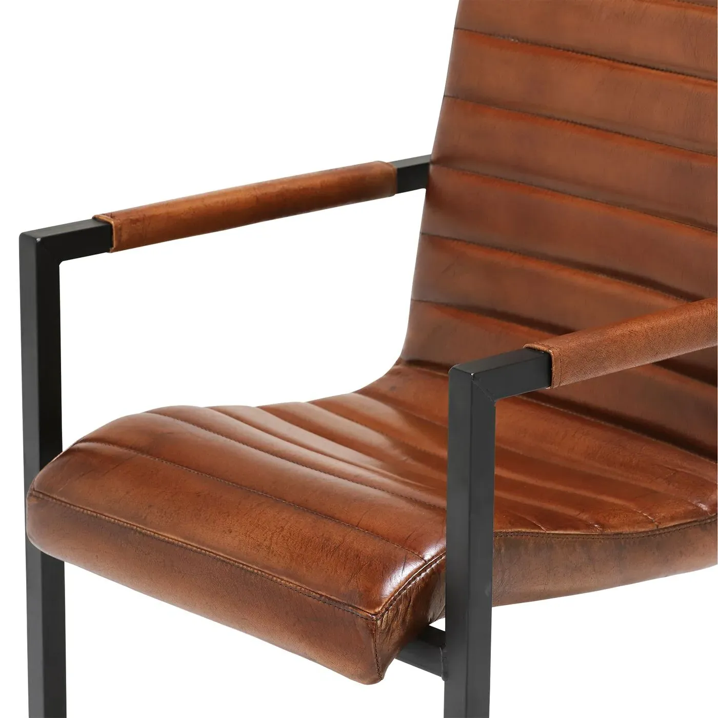 Pure Furniture Brutus Dining Chair with Arms - Brown, Leather