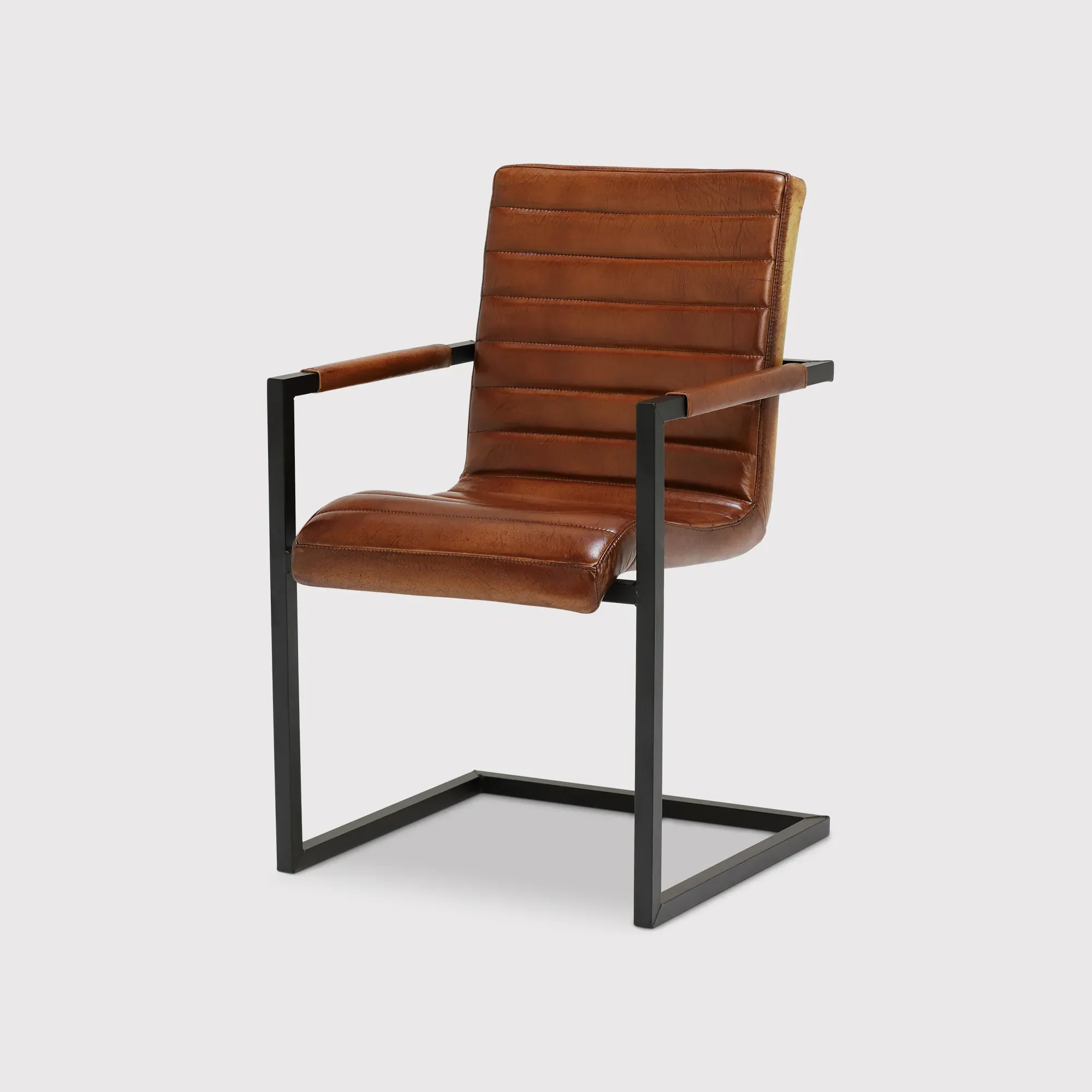 Pure Furniture Brutus Dining Chair with Arms - Brown, Leather image