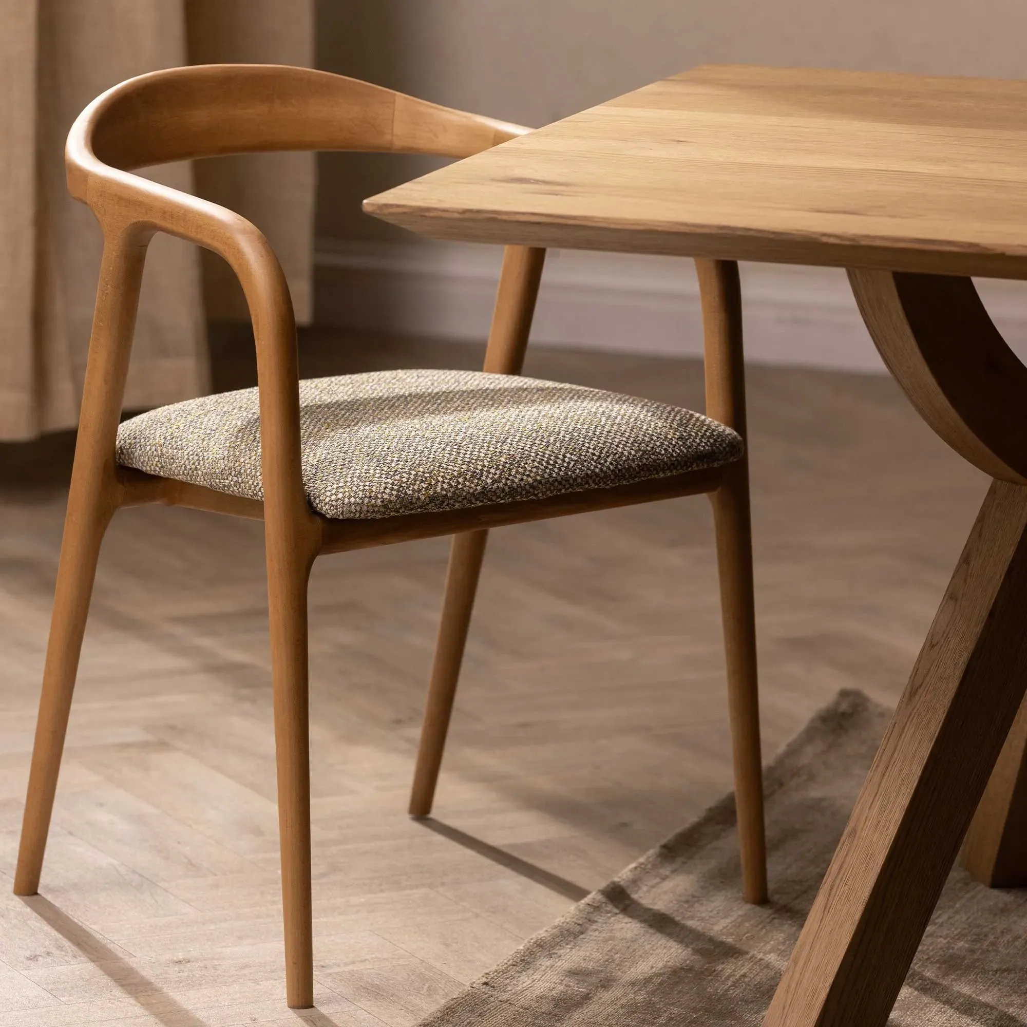 Pure Furniture Nelda Dining Chair with Arms - Brown, Wood