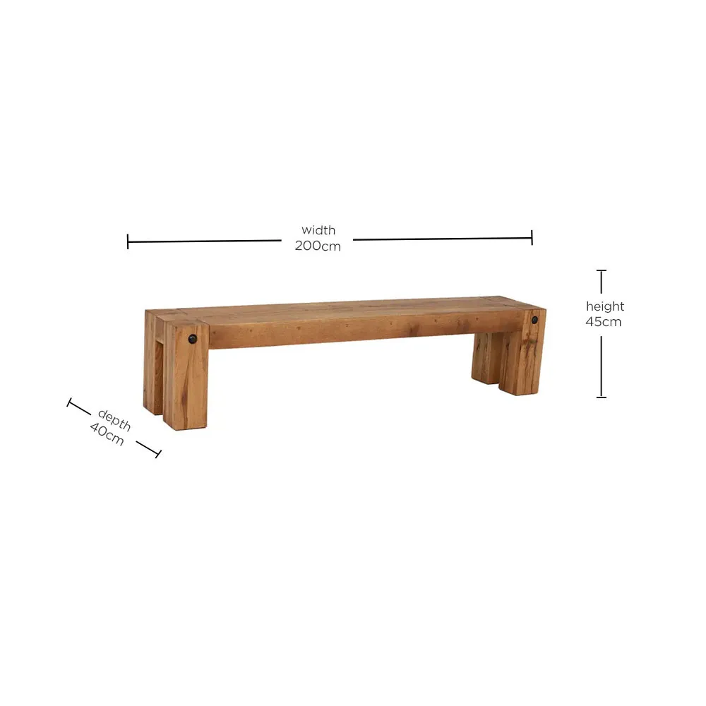 Pure Furniture Salem 200cm Bench - Brown, Oak