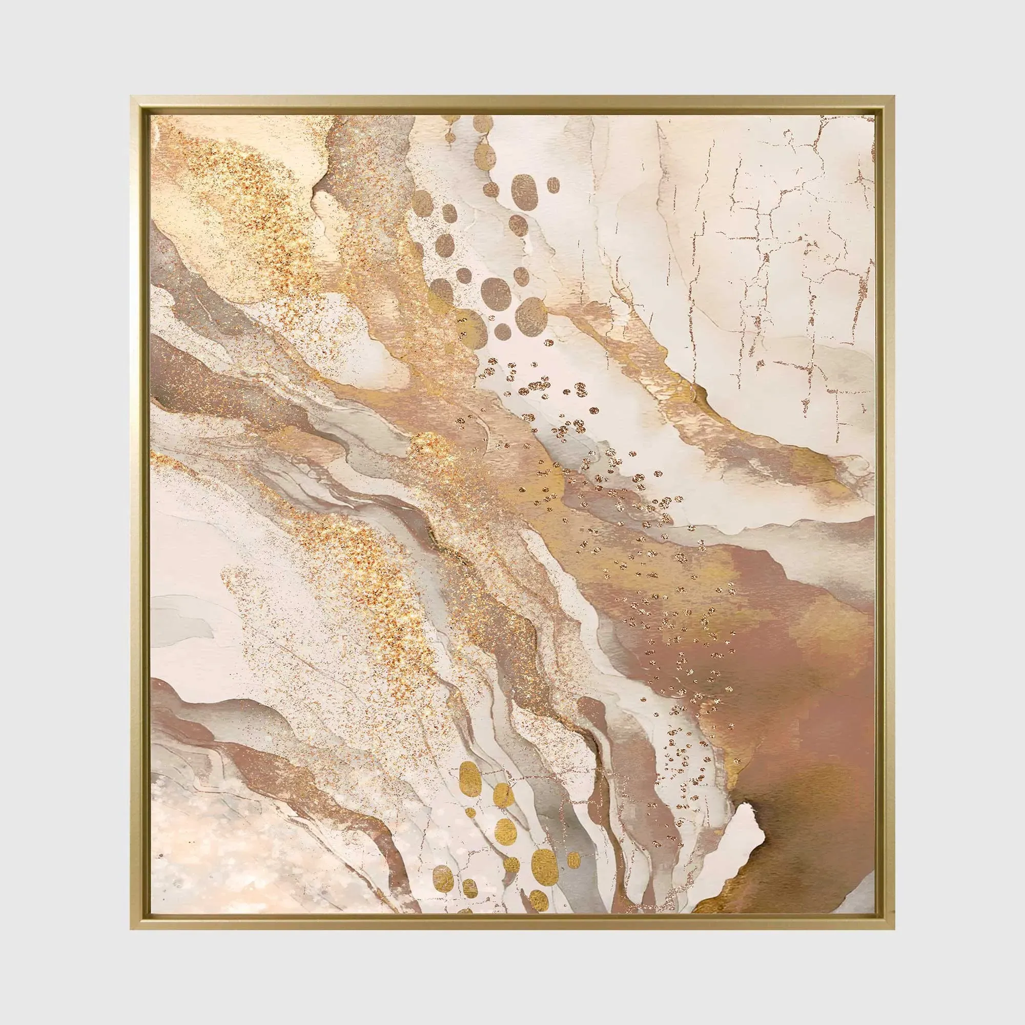 Quartz Glimmer Abstract Square Framed Canvas Print - Neutral