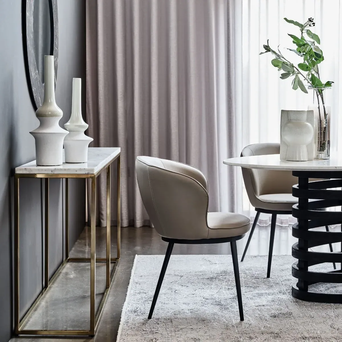 Quebec Dining Chair with Arms - Neutral