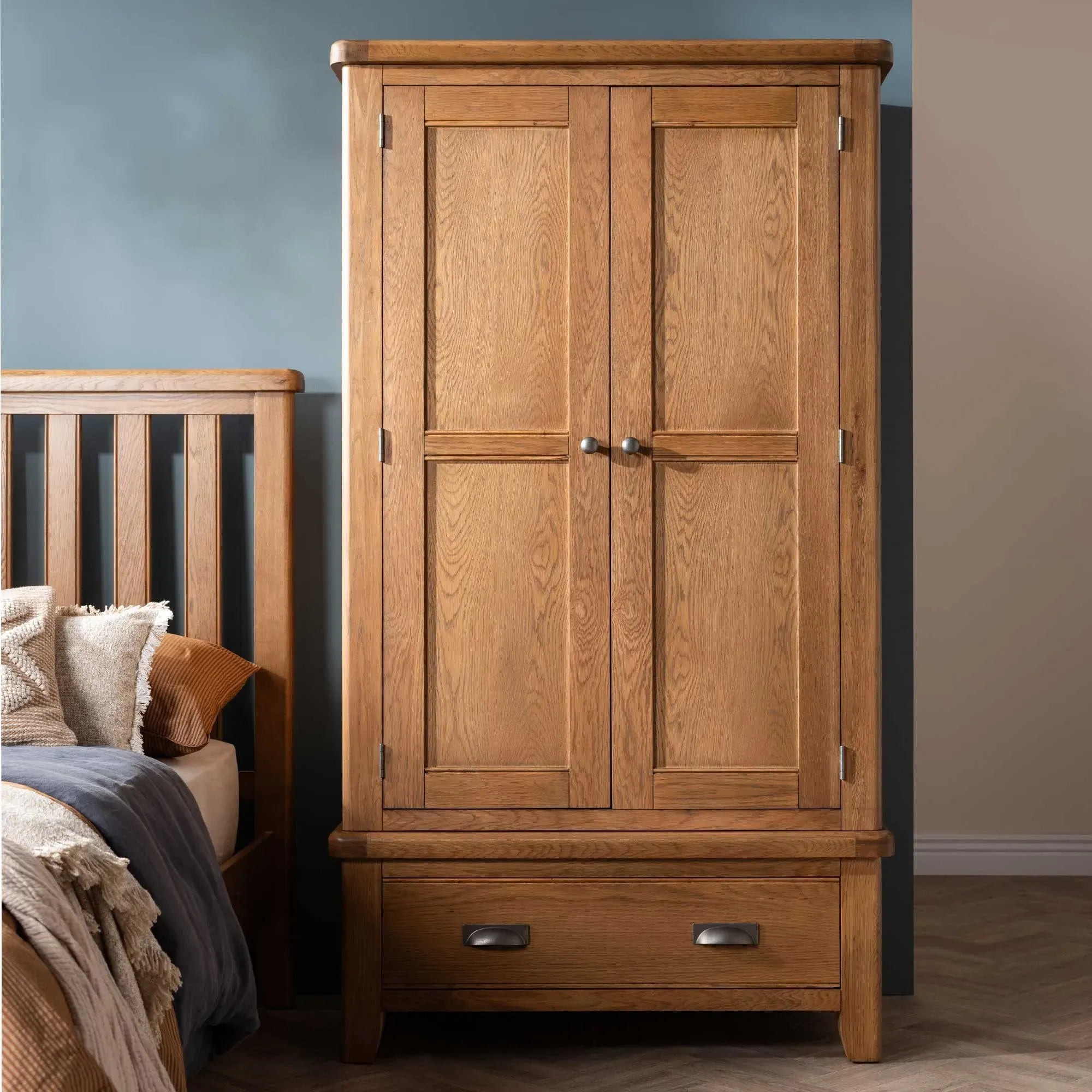 Raithwaite 2 Door 1 Drawer Wardrobe - Brown, Oak
