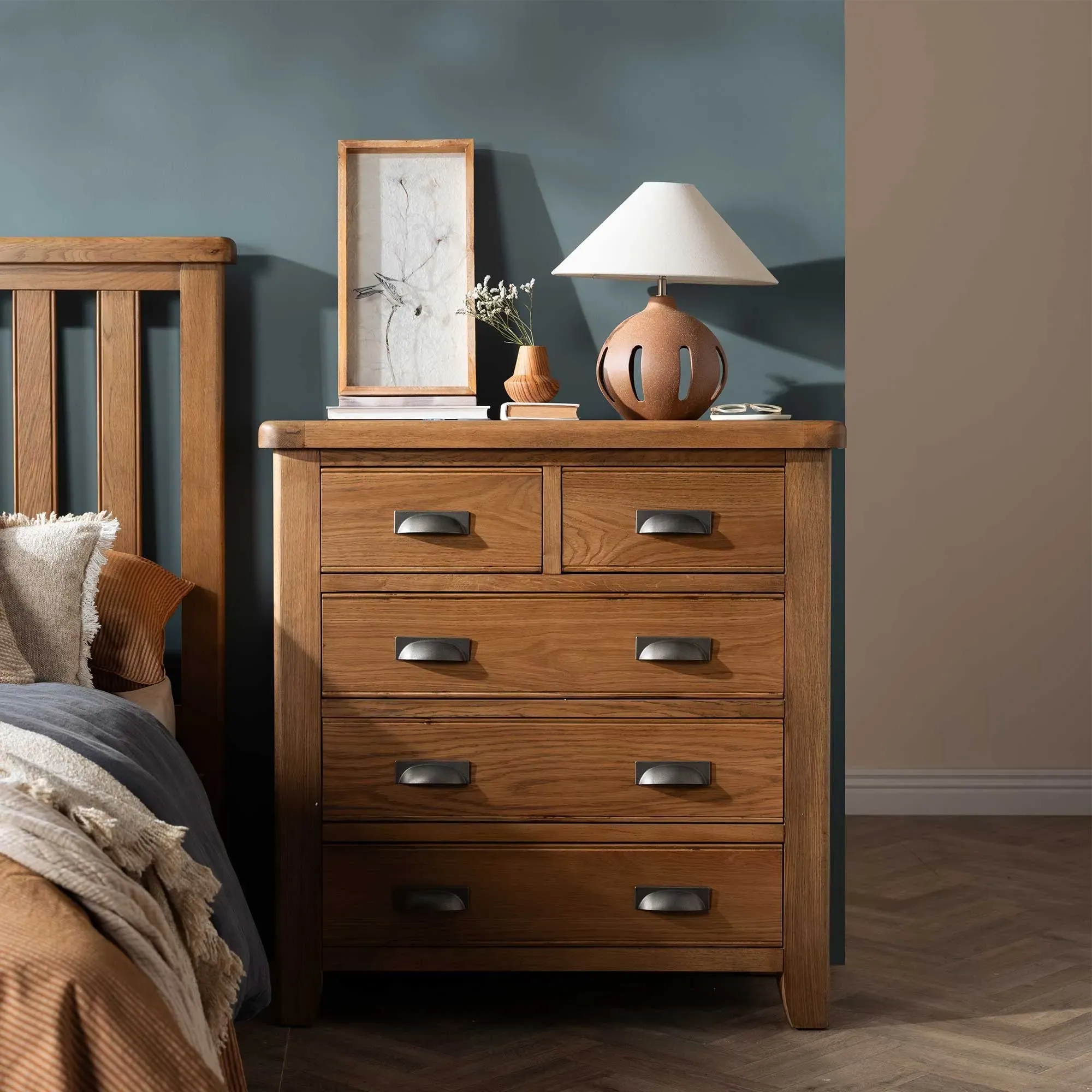 Raithwaite 2 Over 3 Chest of Drawers - Brown, Oak